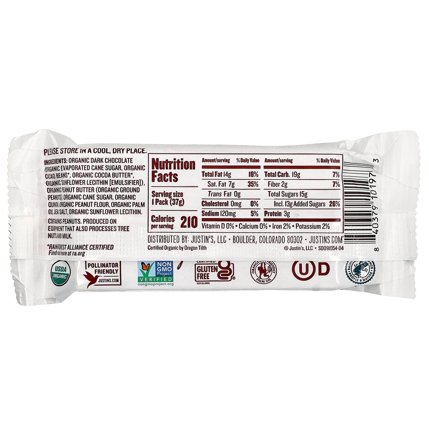 Organic Dark Chocolate Crispy Peanut Butter Cups by Justin's Nut Butter - Image 2