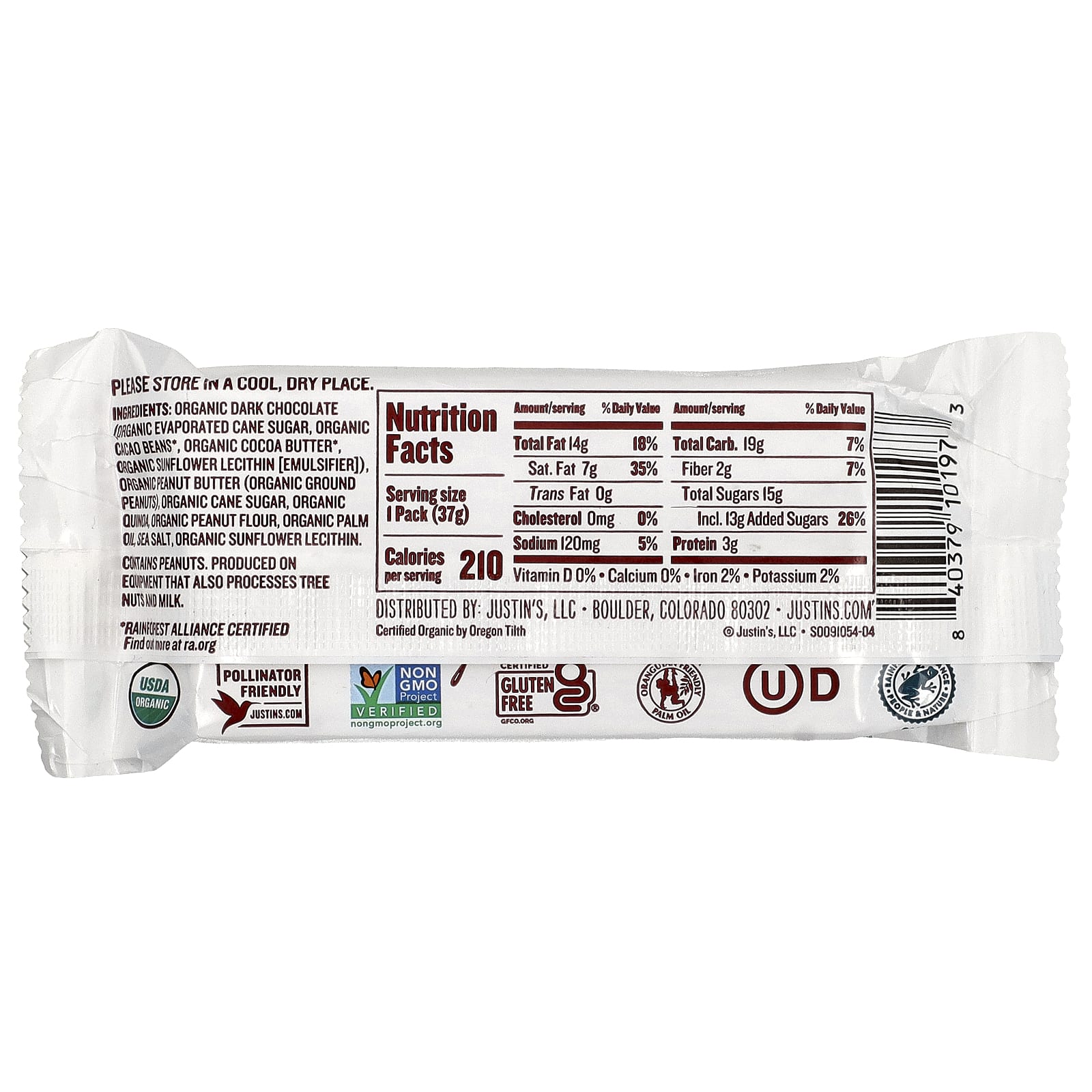 Organic Dark Chocolate Crispy Peanut Butter Cups by Justin's Nut Butter - Image 2