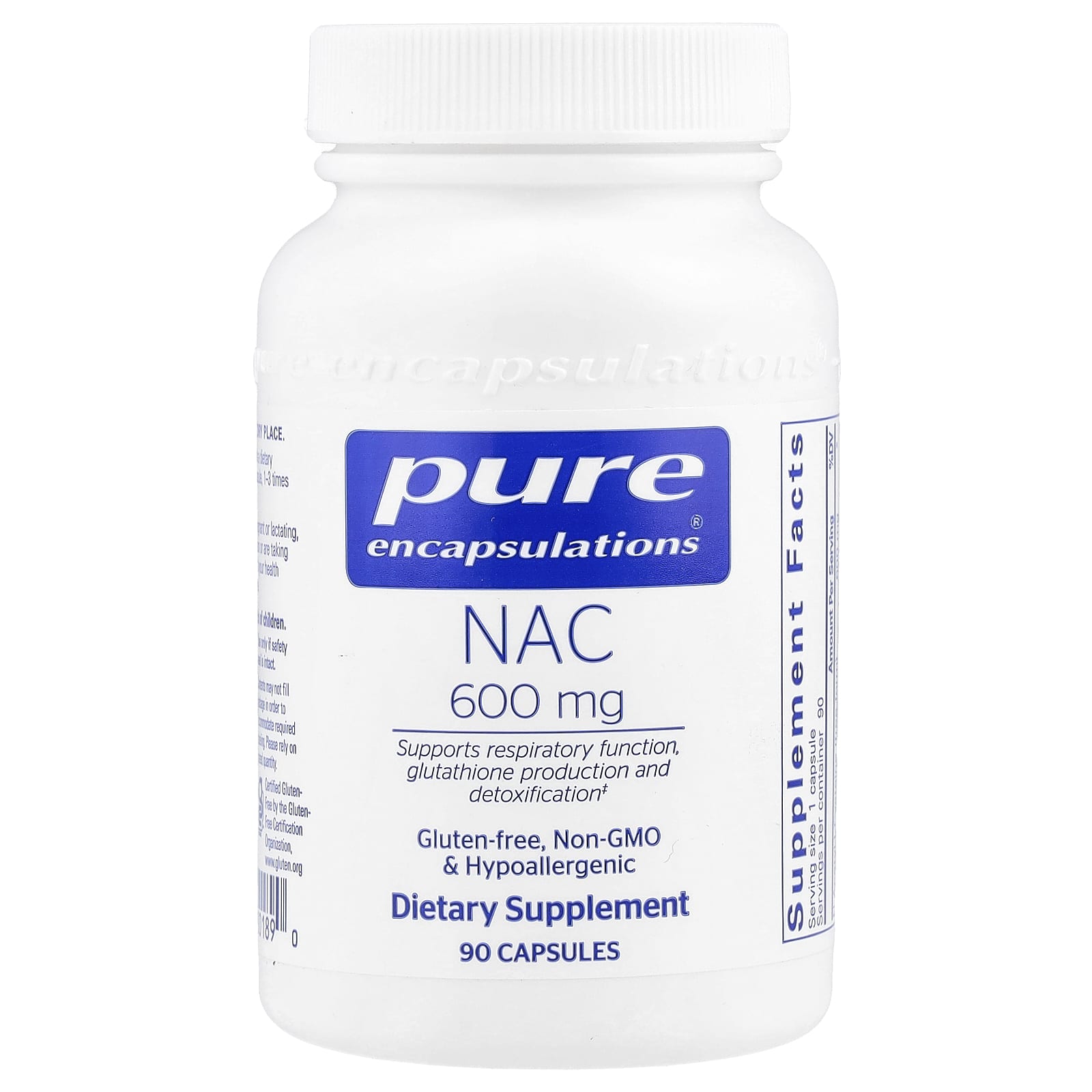 Pure Encapsulations, NAC, 600 mg, 90 Capsules - Image 1