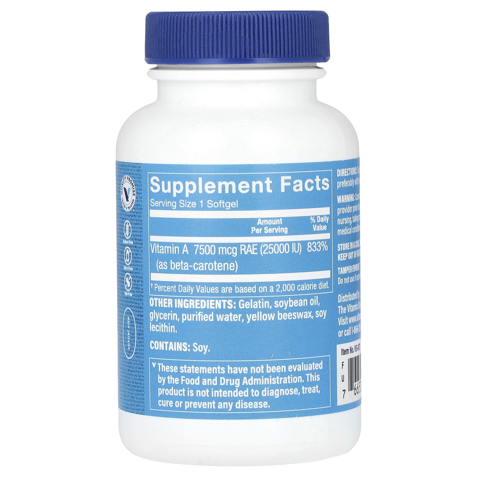 The Vitamin Shoppe, Beta-Carotene, 7,500 mcg (25,000 IU), 300 Softgels - Image 2