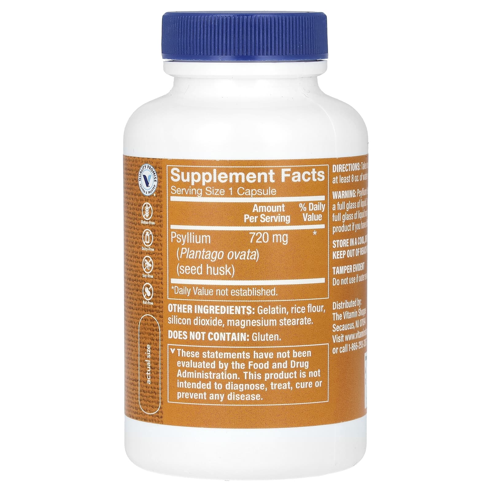 The Vitamin Shoppe, Psyllium Husks, 100 Capsules (720 mg per Capsule) - Image 2