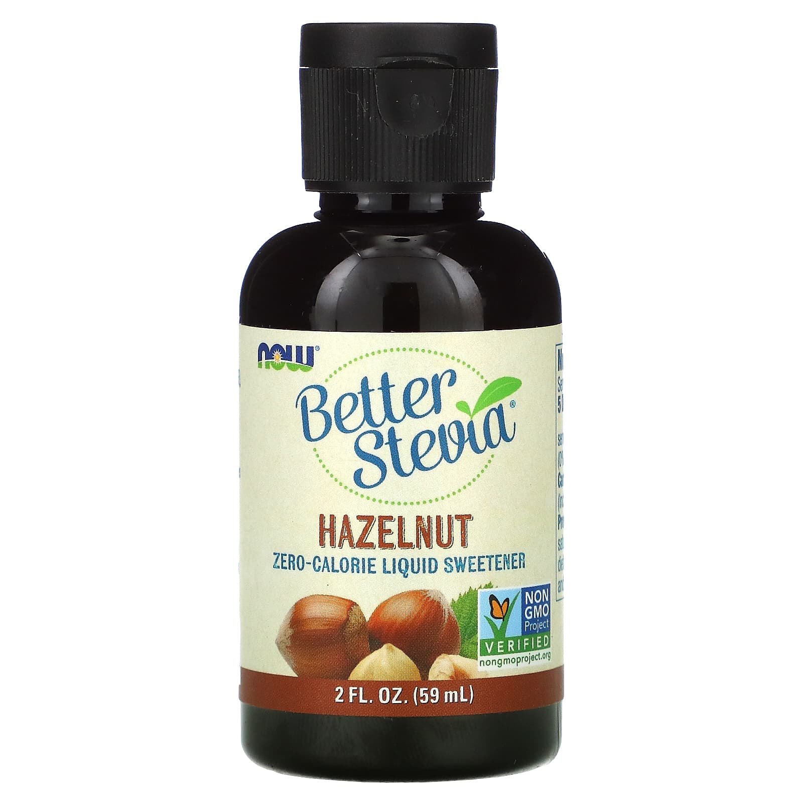 NOW Foods, Better Stevia, Zero-Calorie Liquid Sweetener, Hazelnut, 2 fl oz (59 ml)