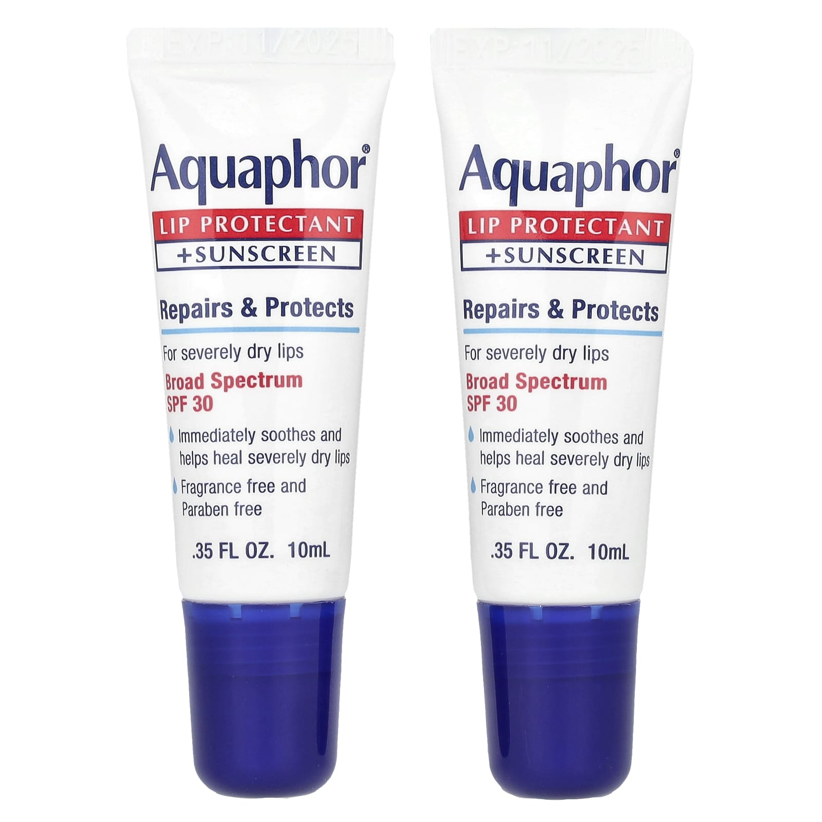 Aquaphor Lip Protectant + Sunscreen, SPF 30, Fragrance Free, 2-Piece Set - Image 1