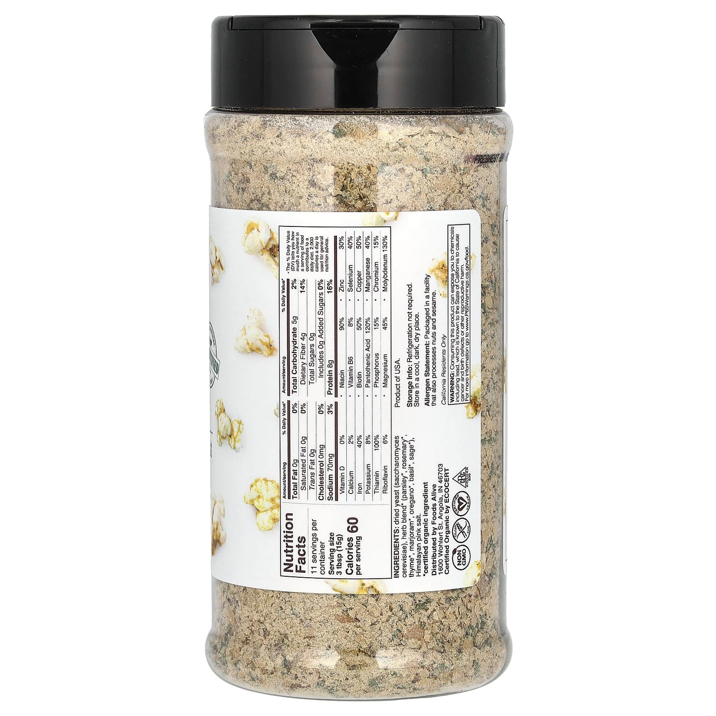 Nutritional Yeast with Italian Herbs by Foods Alive, 6 oz (170g) - Image 2