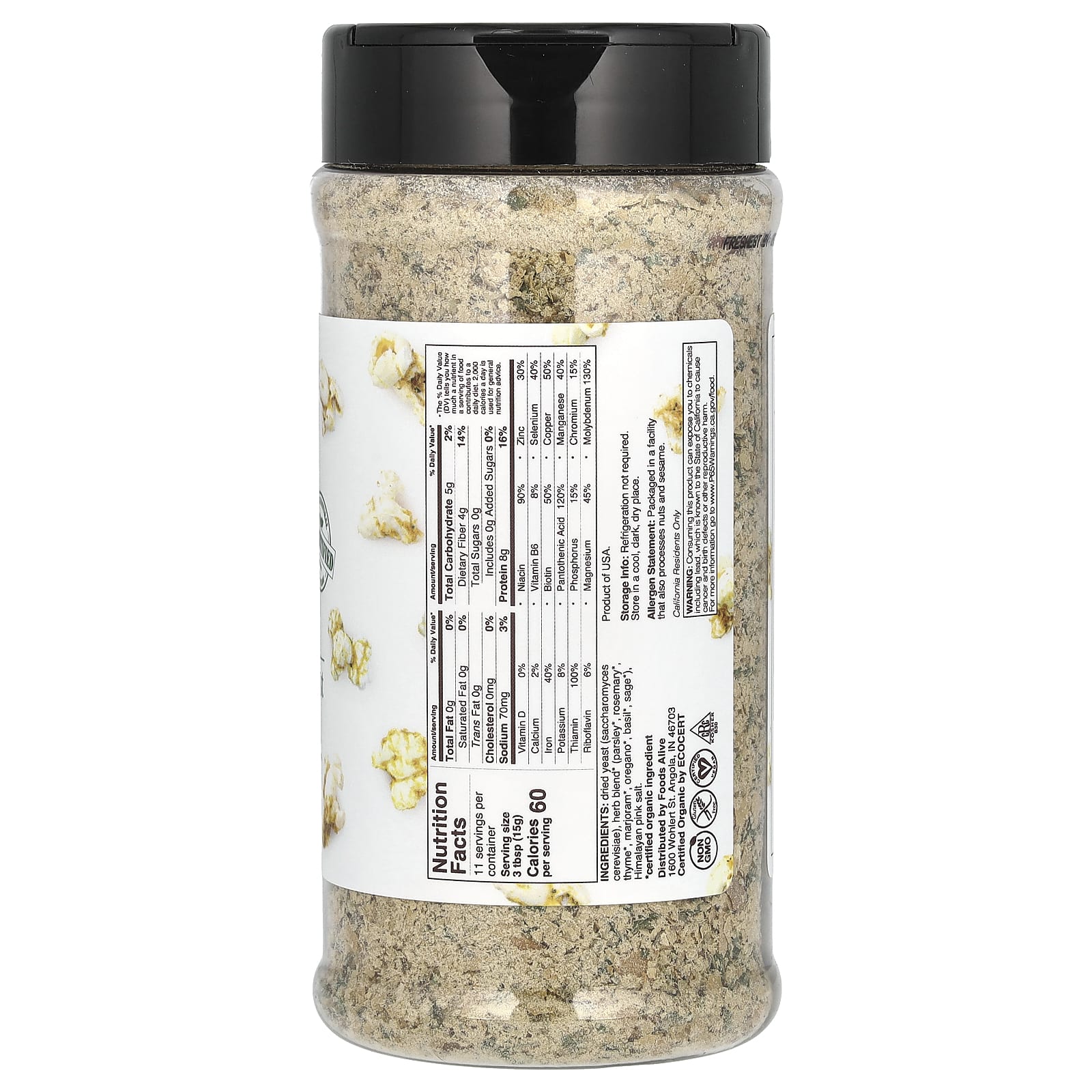 Nutritional Yeast with Italian Herbs by Foods Alive, 6 oz (170g) - Image 2