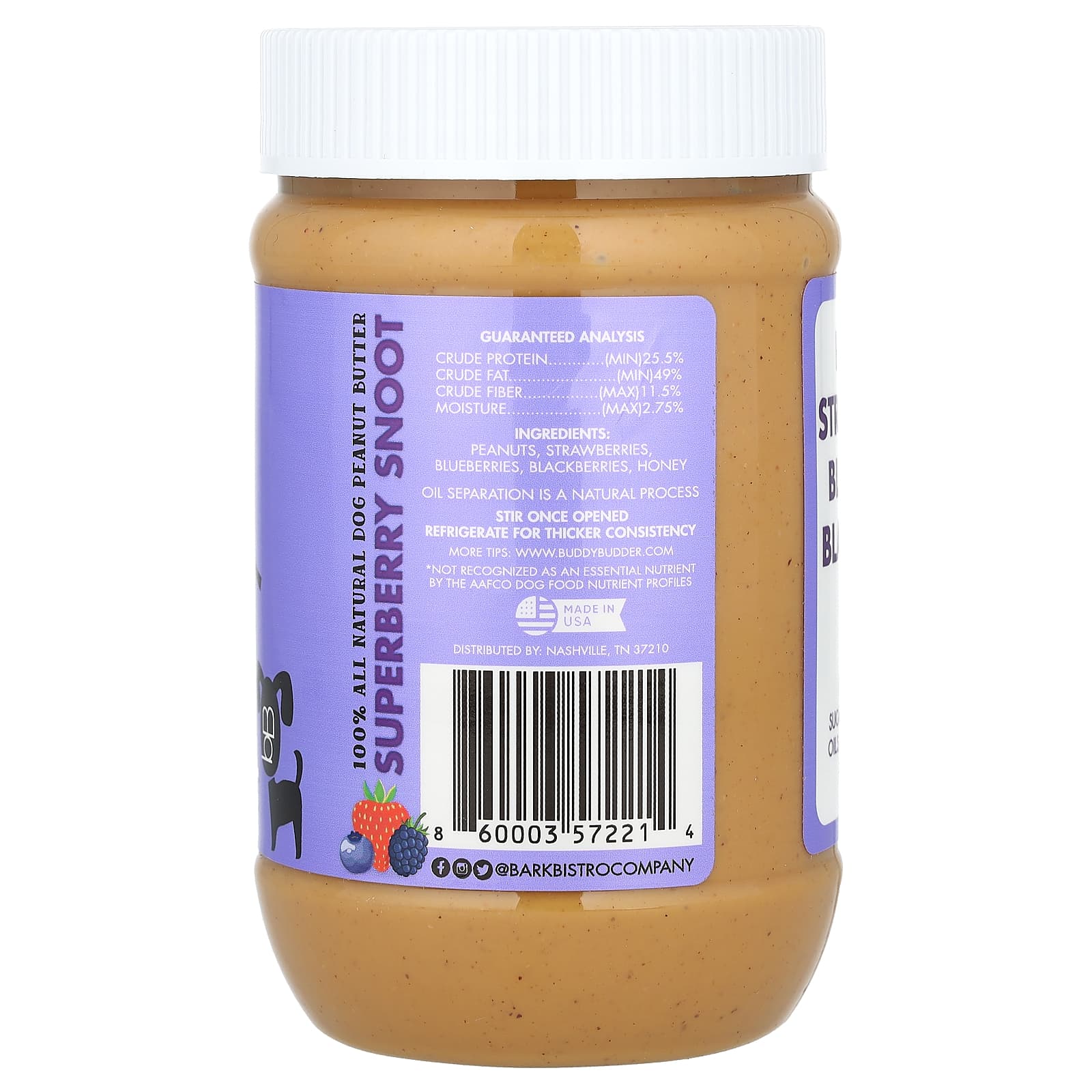 Bark Bistro Peanut Butter for Dogs - Superberry Snoot, 17 oz - Image 2