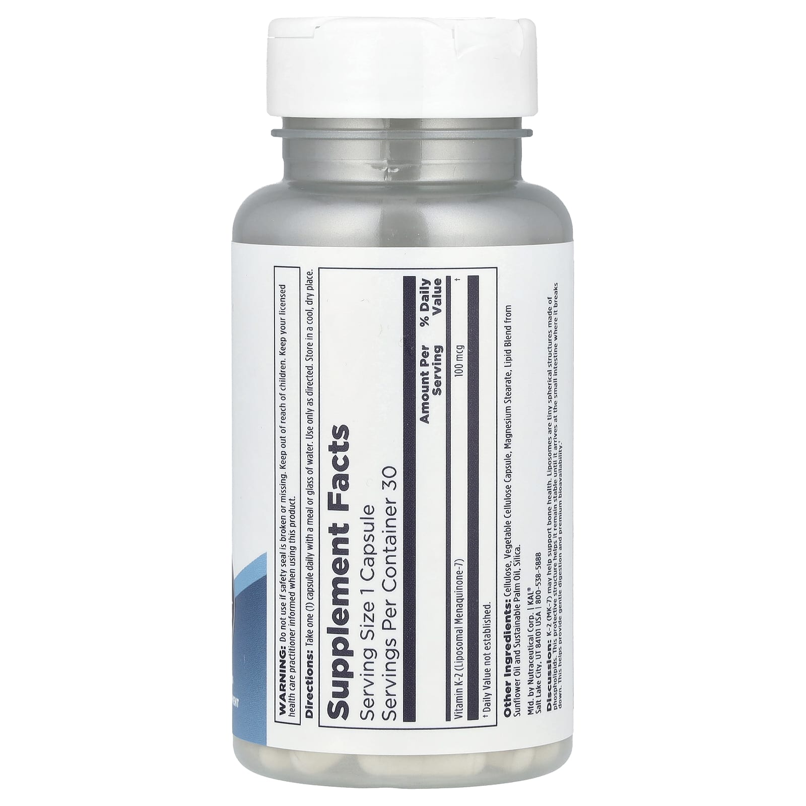 KAL, Liposomal K-2, 100 mcg, 30 VegCaps - Image 2
