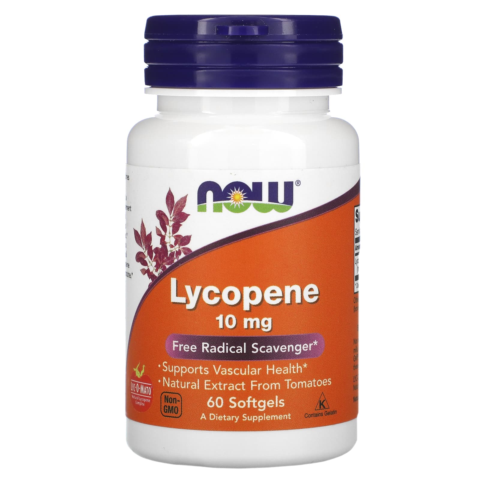 NOW Foods, Lycopene, 10 mg, 60 Softgels - Image 1