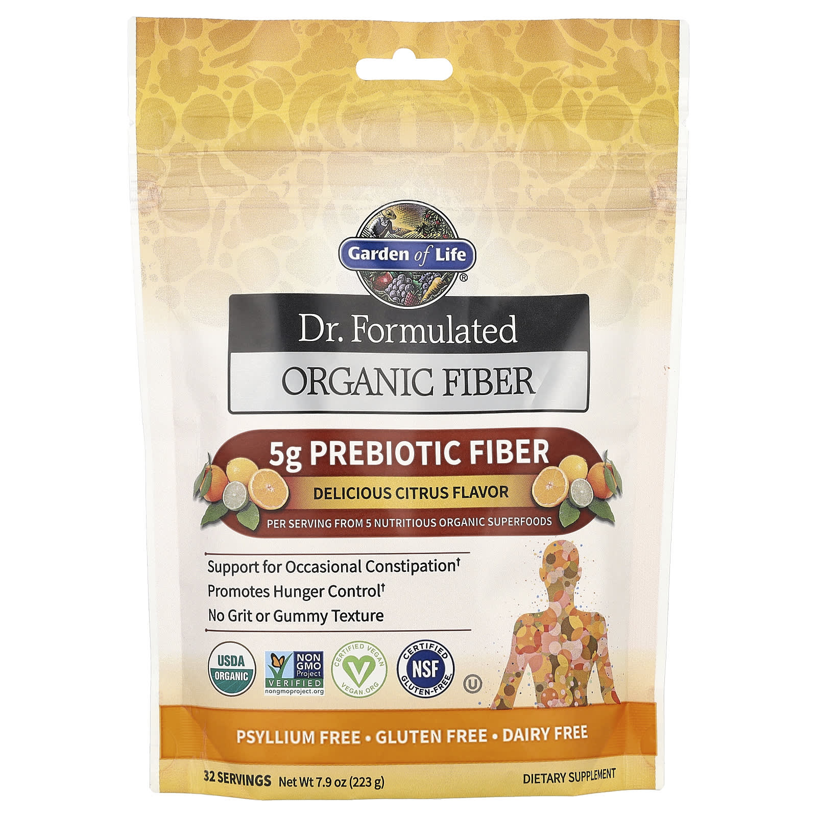 Garden of Life Organic Fiber - Citrus Flavor, USDA Organic, Vegan, 7.9 oz - Image 1