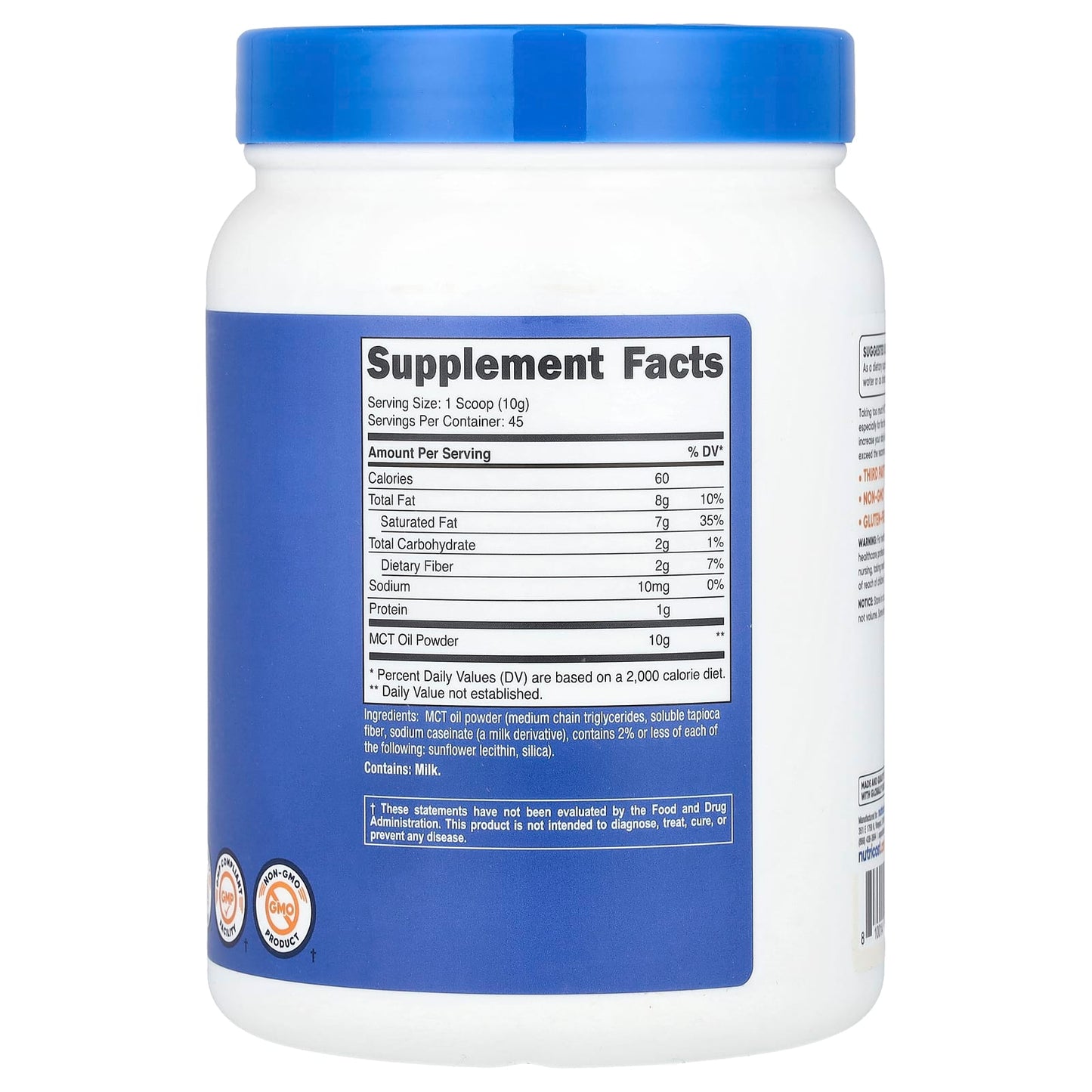 Nutricost, MCT Oil Powder, Unflavored, 16.2 oz (454 g) - Image 2