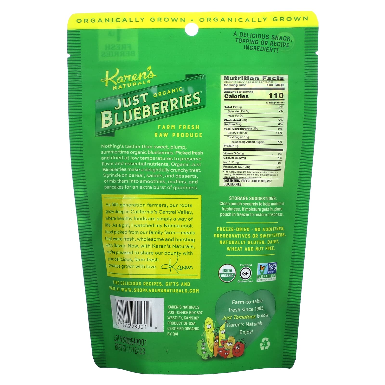Karen's Naturals, Organic Just Blueberries, Freeze-Dried Fruit, 2 oz (56 g) - Image 2