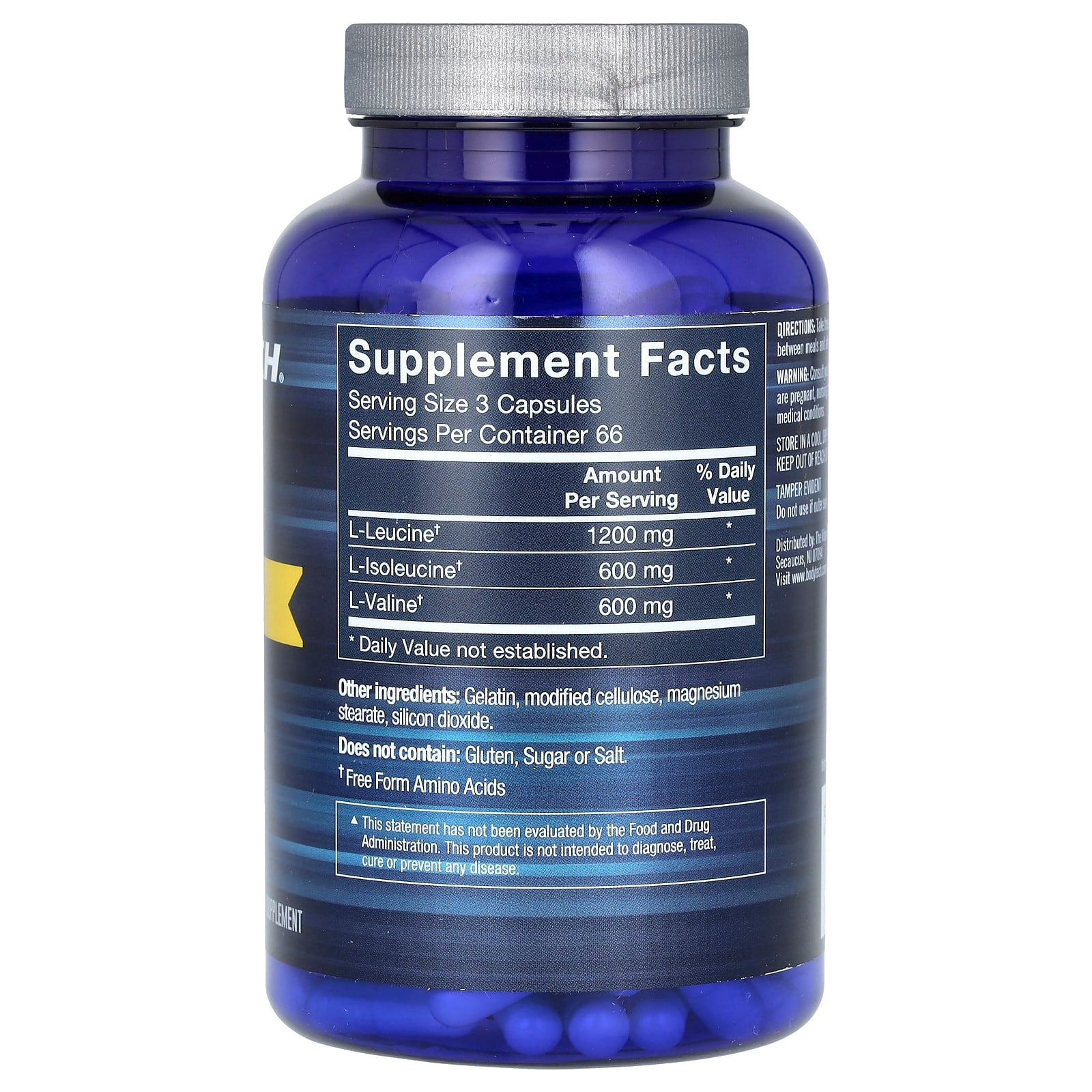 BodyTech BCAA Supplement, 200 Capsules for Muscle Strength & Recovery - Image 2
