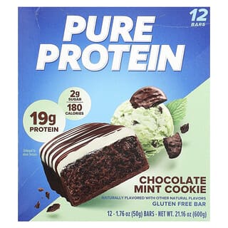 Pure Protein, Gluten Free Bar, Chocolate Mint Cookie , 12 Bars, 1.76 oz (50 g) E