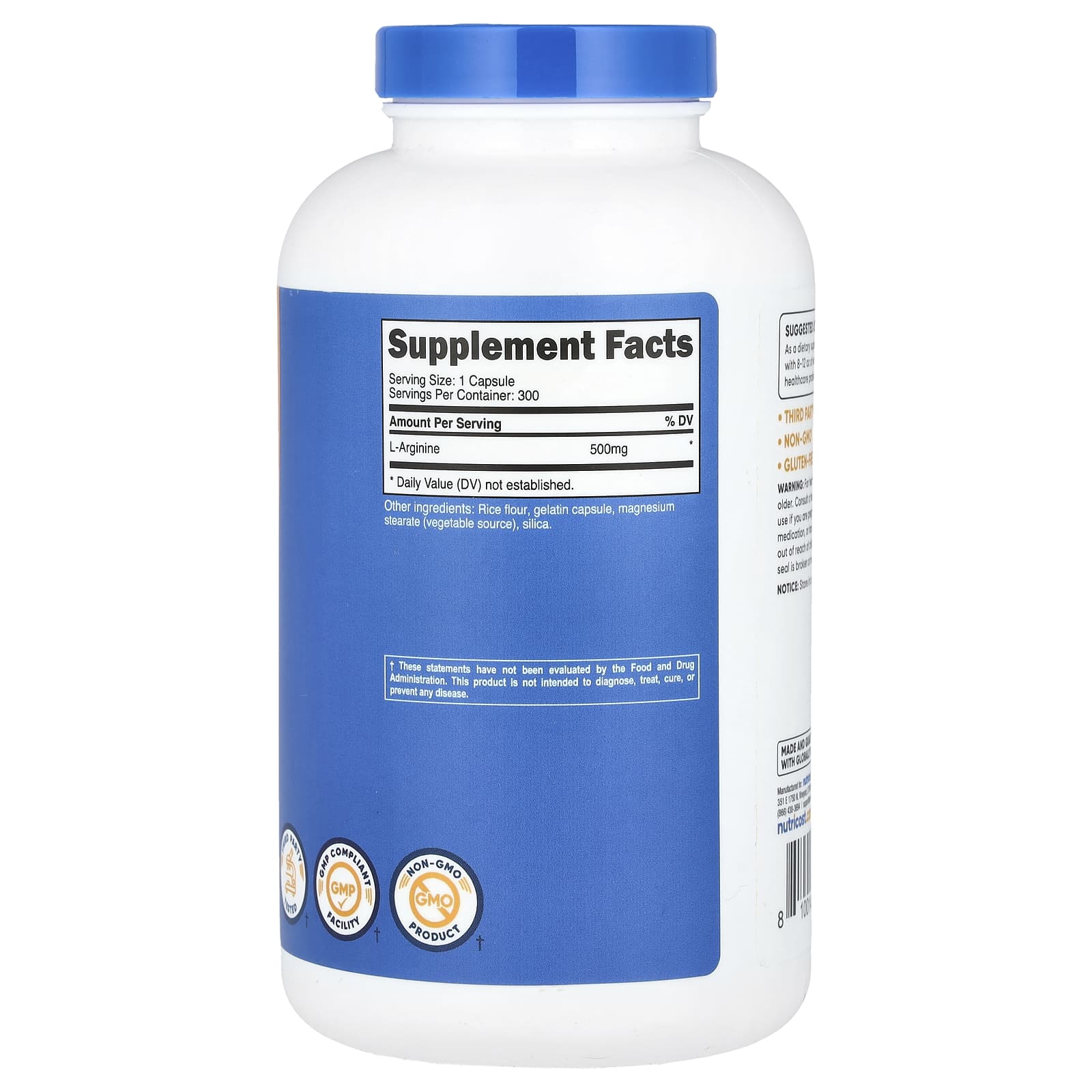 Nutricost, L-Arginine, 500 mg, 300 Capsules - Image 2