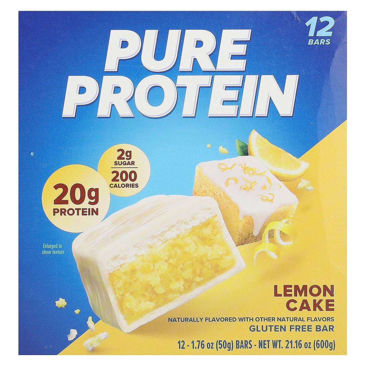 Pure Protein, Gluten Free Bar, Lemon Cake, 12 Bars, 1.76 oz (50 g) Each - Image 1