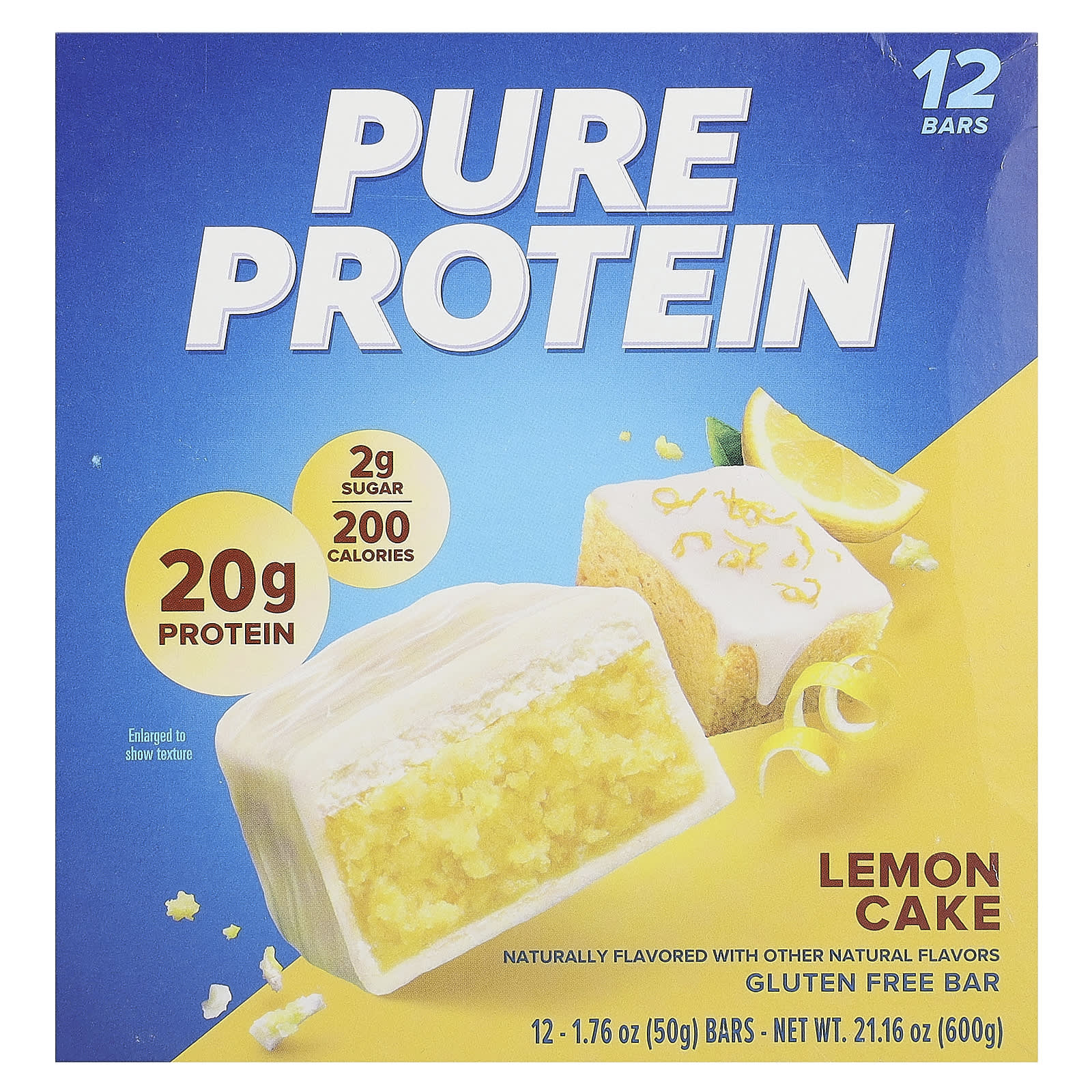 Pure Protein, Gluten Free Bar, Lemon Cake, 12 Bars, 1.76 oz (50 g) Each - Image 1