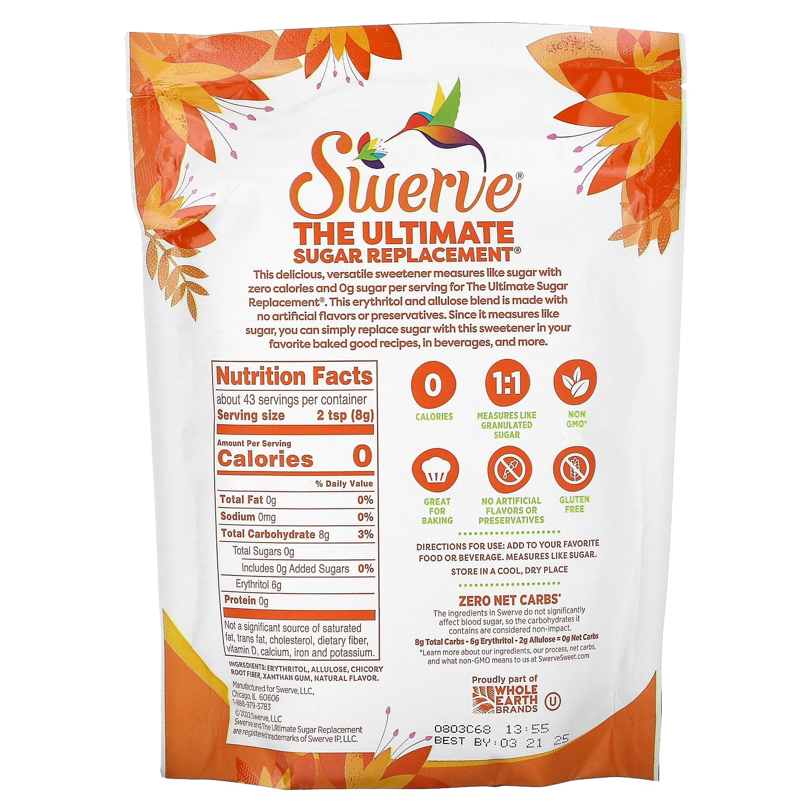 Swerve, Granular Zero Calorie Sweetener, 12 oz (340 g) - Image 2