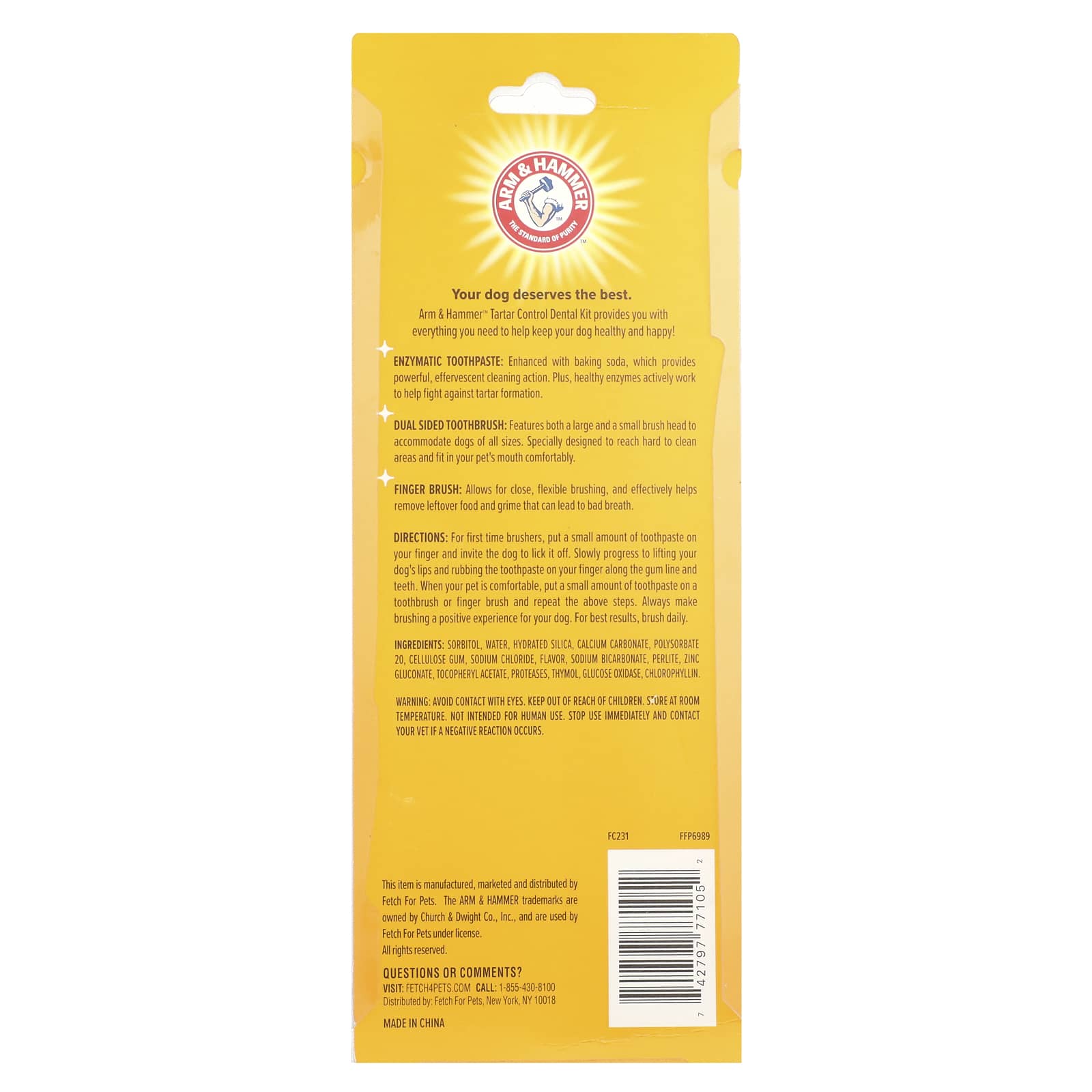 Arm & Hammer Tartar Control Dental Kit for Dogs, 4-Piece Banana Mint - Image 2