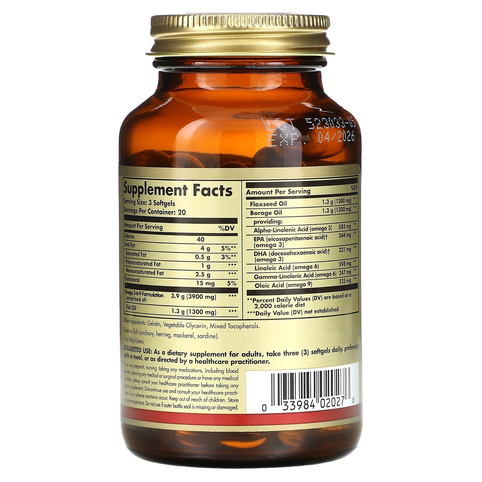 Solgar, Omega 3-6-9, 1,300 mg, 60 Softgels