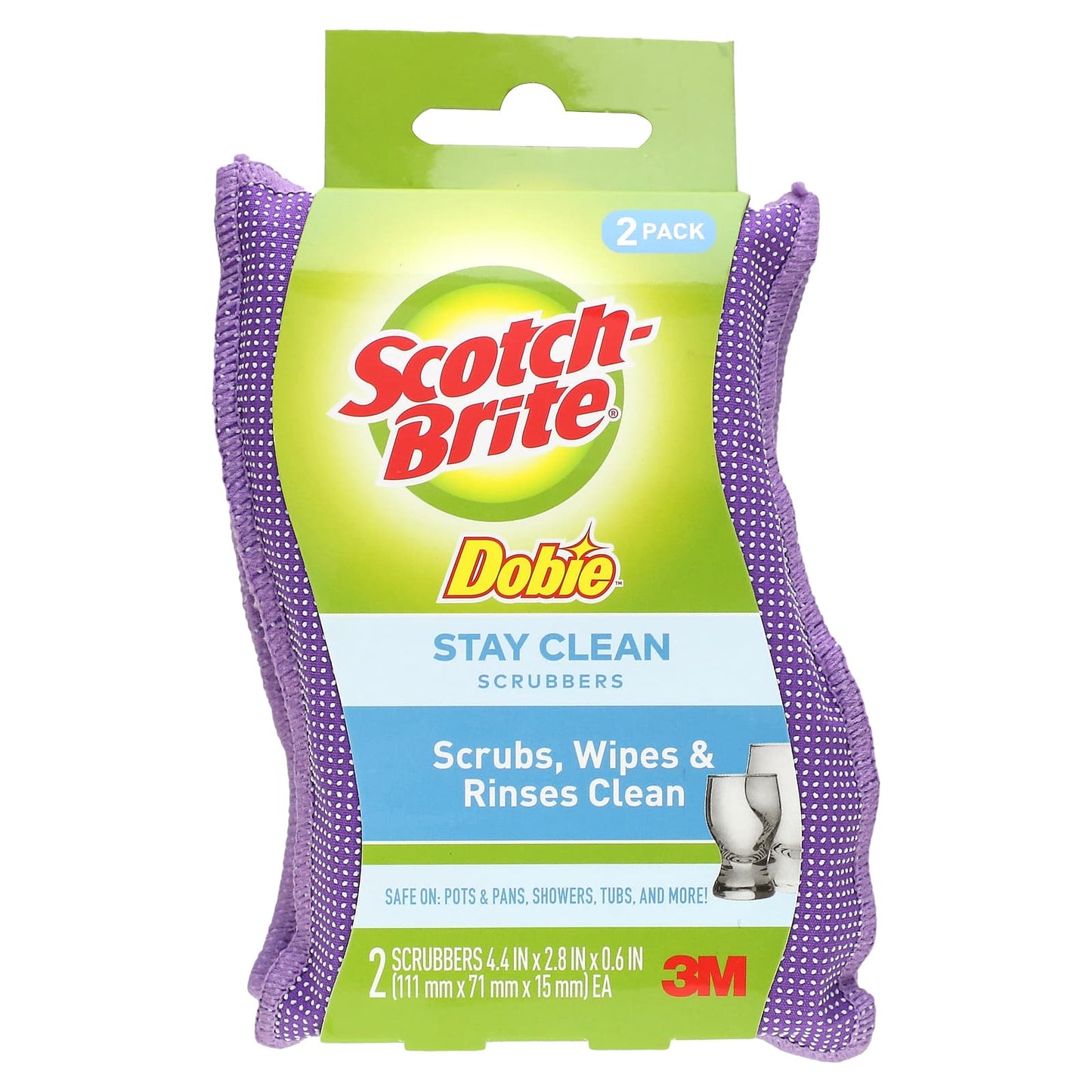 Scotch-Brite, Dobie, Stay Clean Scrubbers, 2 Scrubbers - Image 1