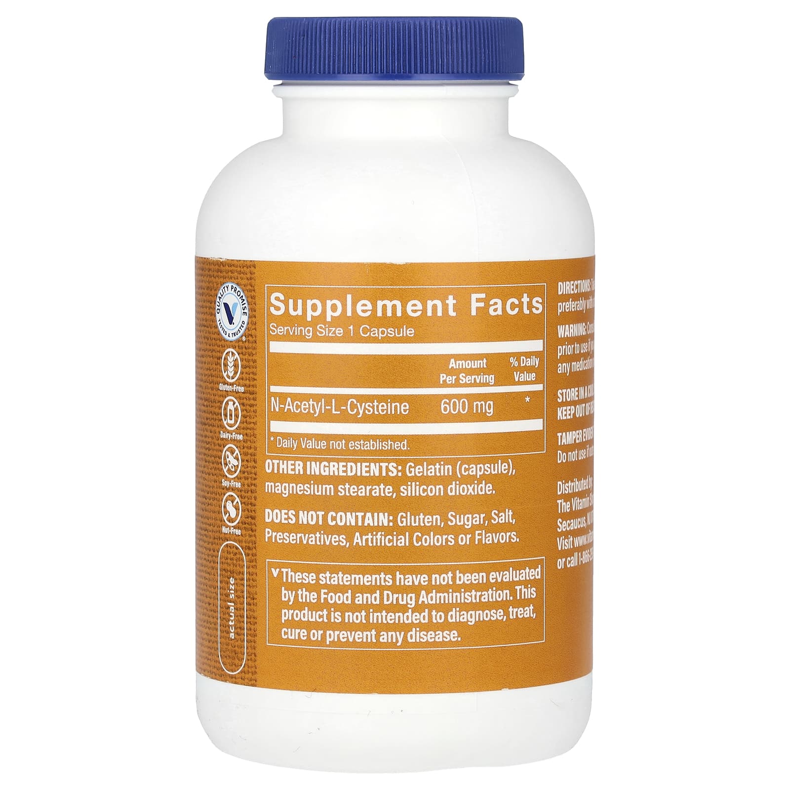 The Vitamin Shoppe, NAC, 600 mg, 200 Capsules - Image 2