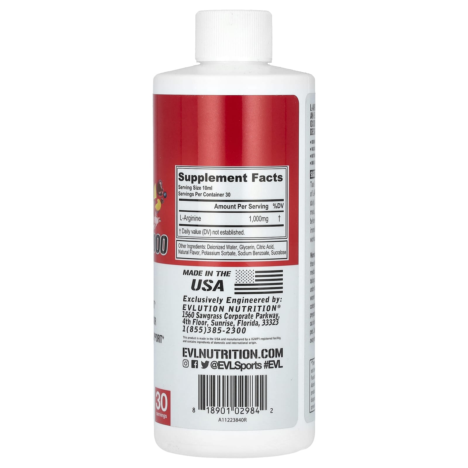 EVLution Nutrition, L-Arginine 1000, Fruit Punch, 1,000 mg, 10.14 fl oz (300 ml)