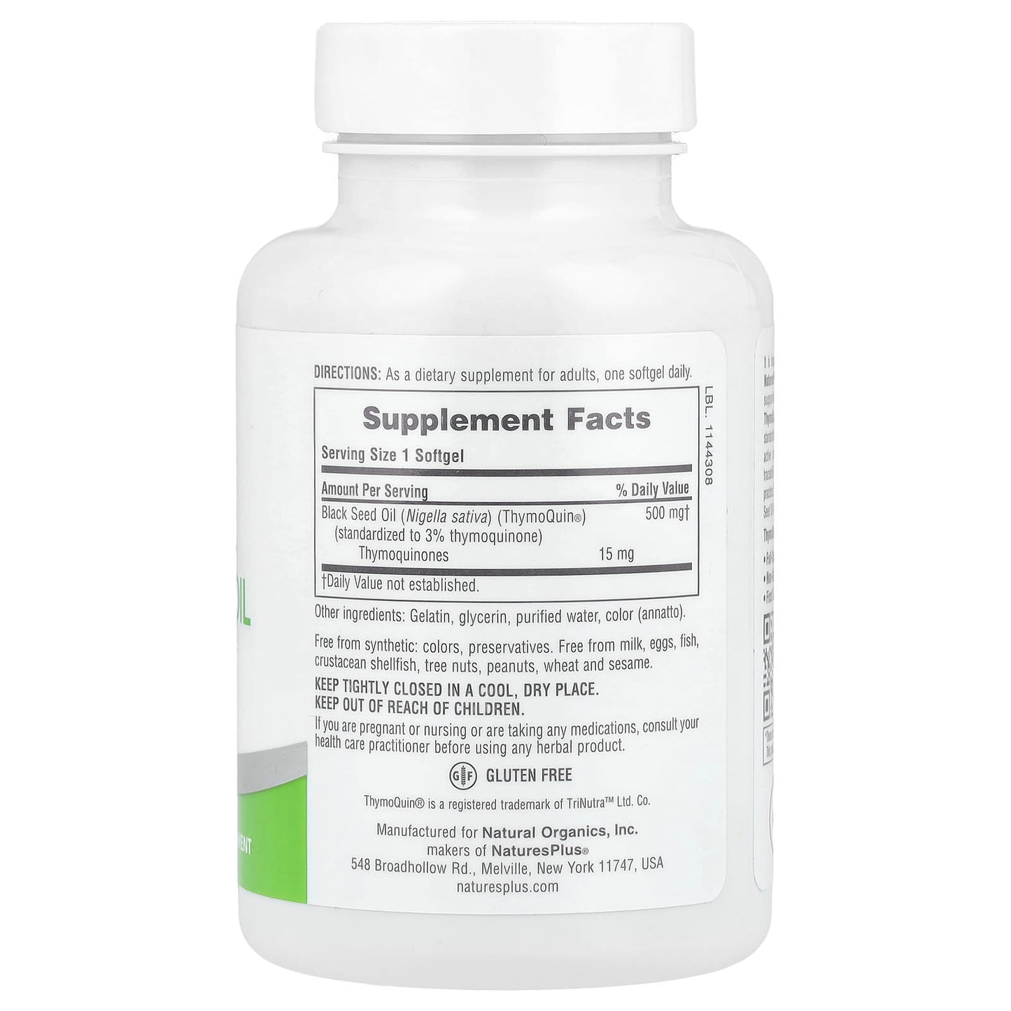 NaturesPlus, Pro ThymoQuin®, Black Seed Oil 500, 60 Softgels (500 mg per Softgel) - Image 2