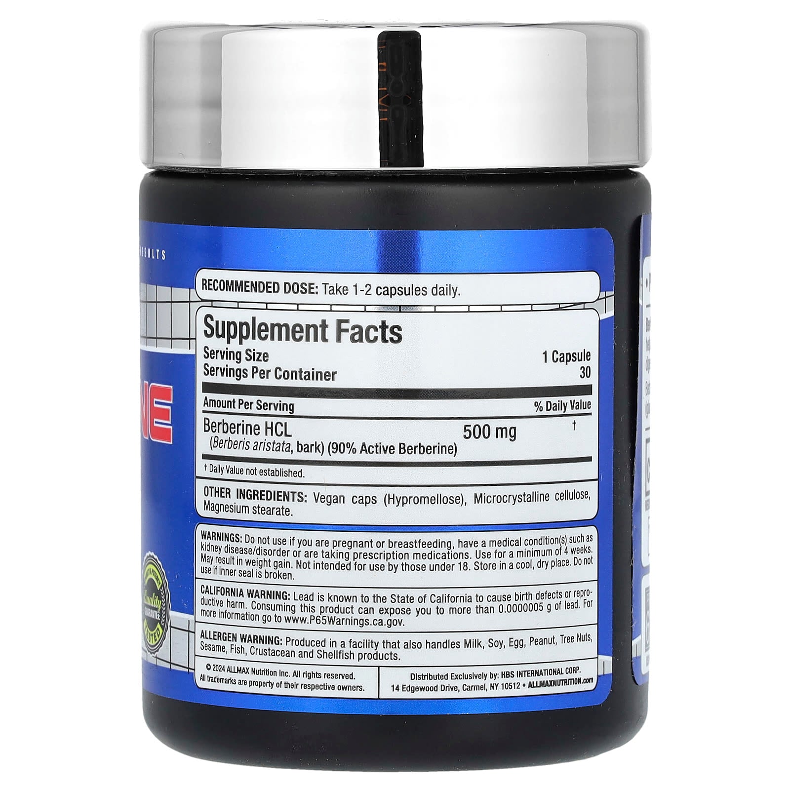 ALLMAX Berberine HCL 500mg - Vegan Caps, Metabolic Support - Image 2