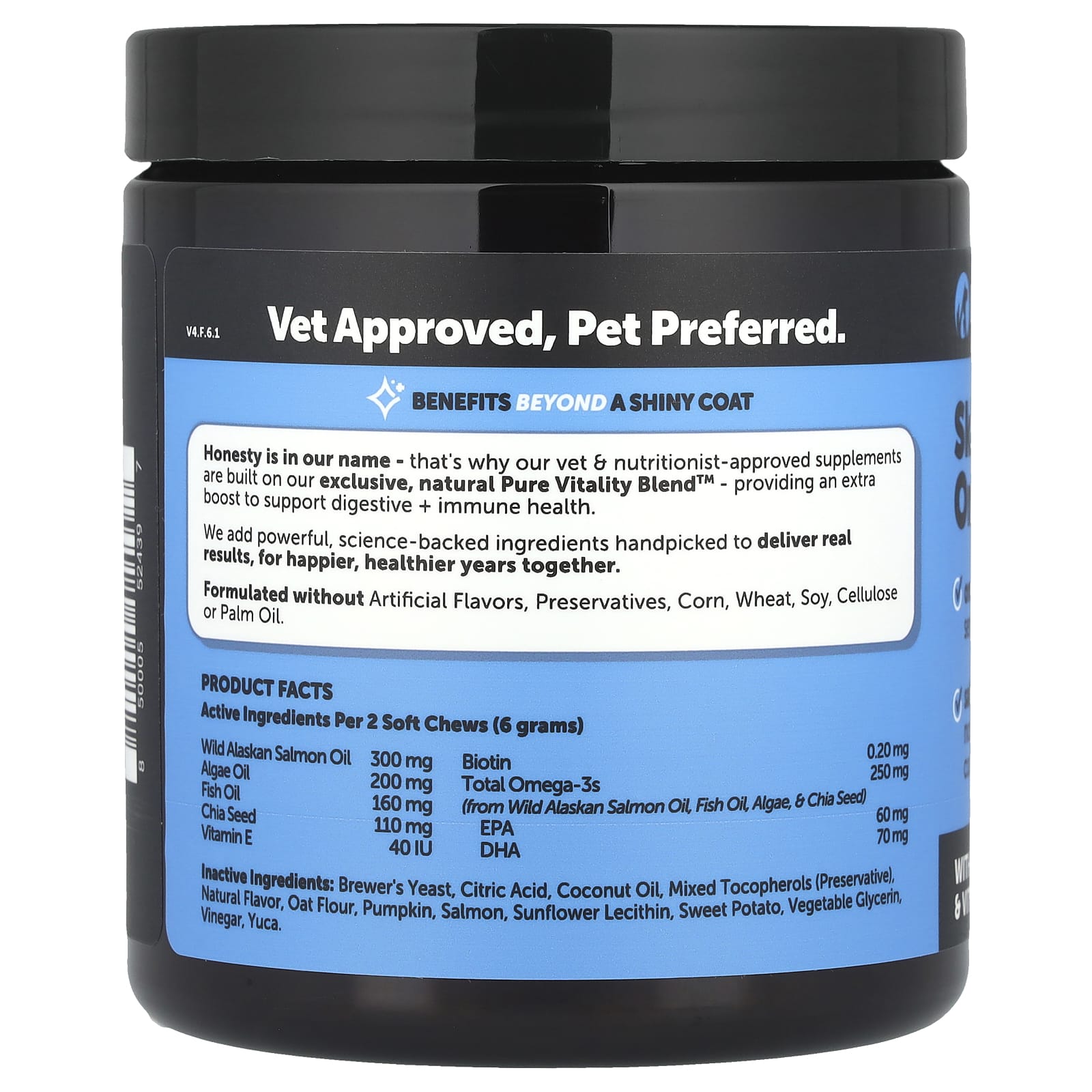 Pet Honesty, Skin Health Omega, For Dogs, Salmon, 90 Soft Chews, 9.5 oz (270 g)