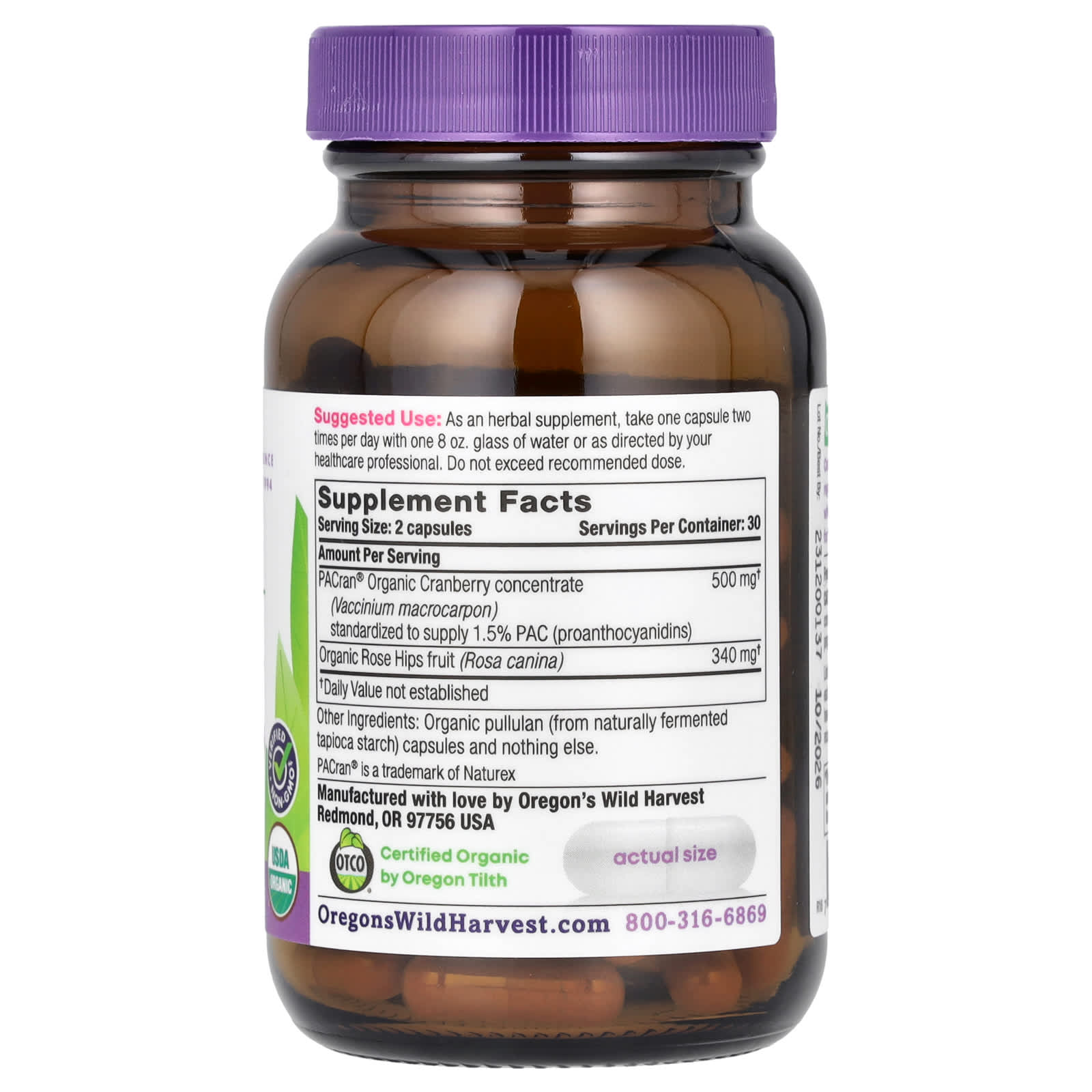 Oregon's Wild Harvest, Organic Cranberry, 60 Organic Vegan Capsules - Image 2