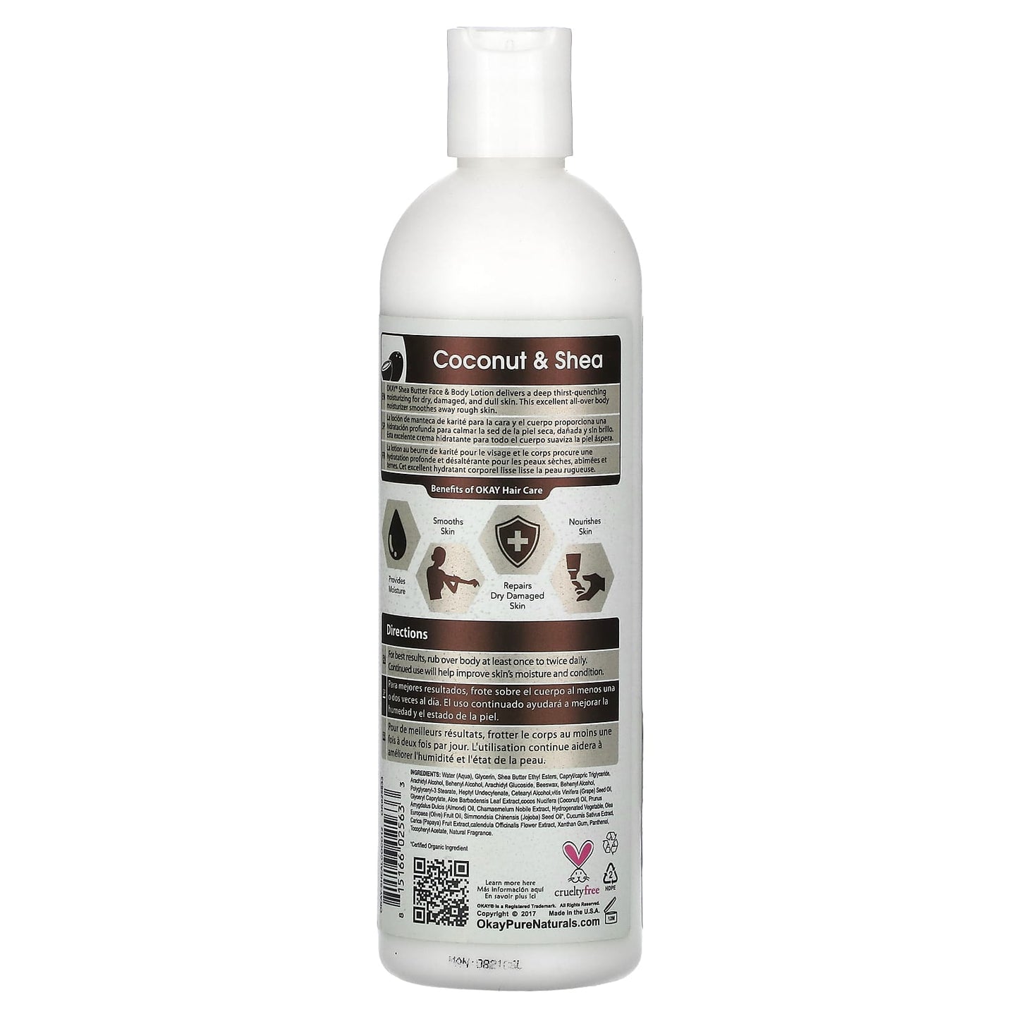 Okay Pure Naturals, Hand & Body Lotion, Coconut & Shea, 12 fl oz (355 ml) - Image 2