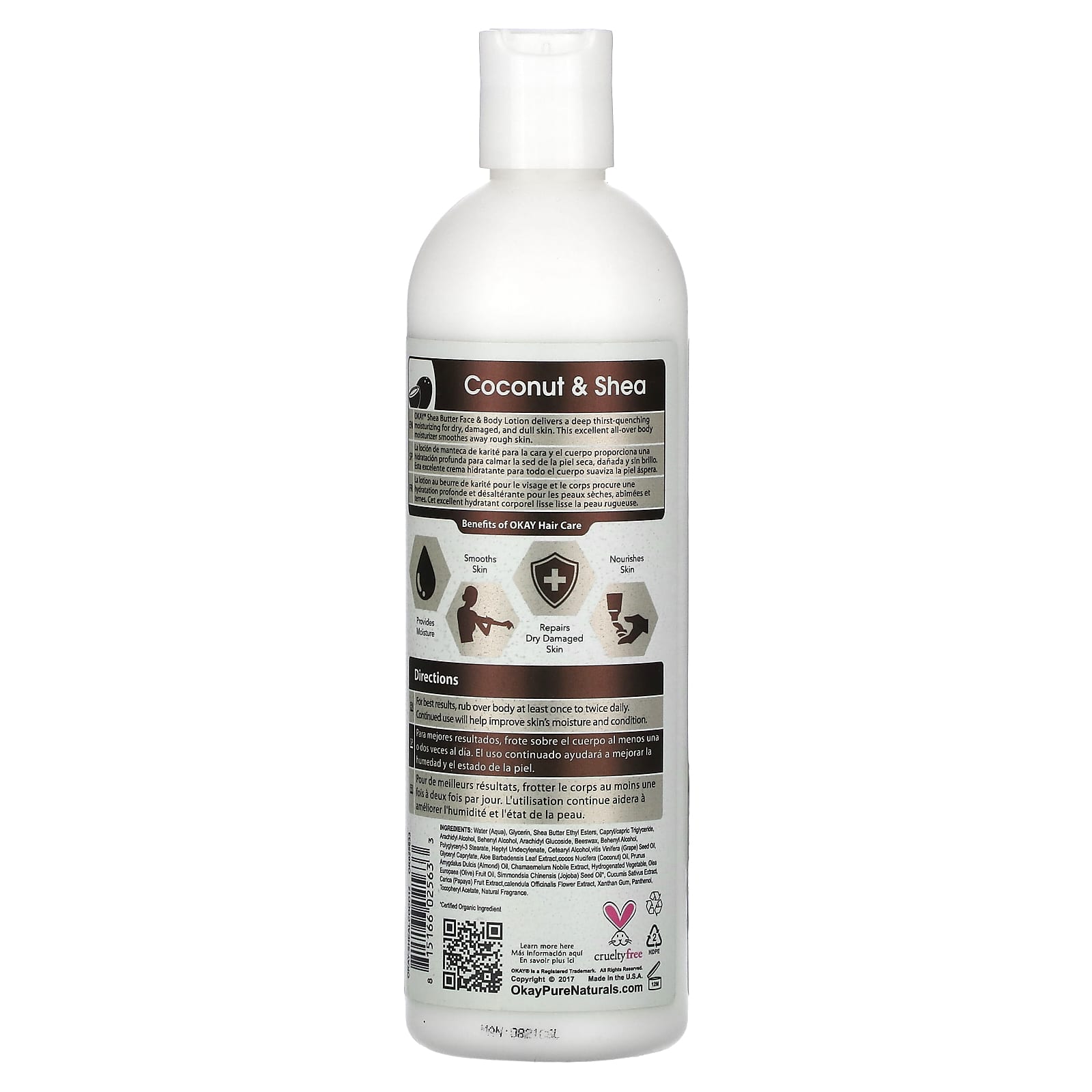 Okay Pure Naturals, Hand & Body Lotion, Coconut & Shea, 12 fl oz (355 ml) - Image 2