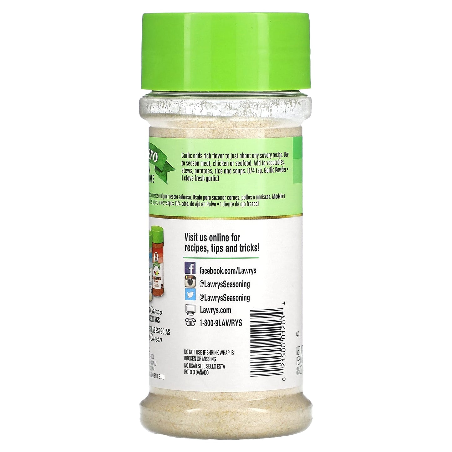 Lawry's, Casero, Garlic Powder, 8.5 oz (240 g) - Image 2