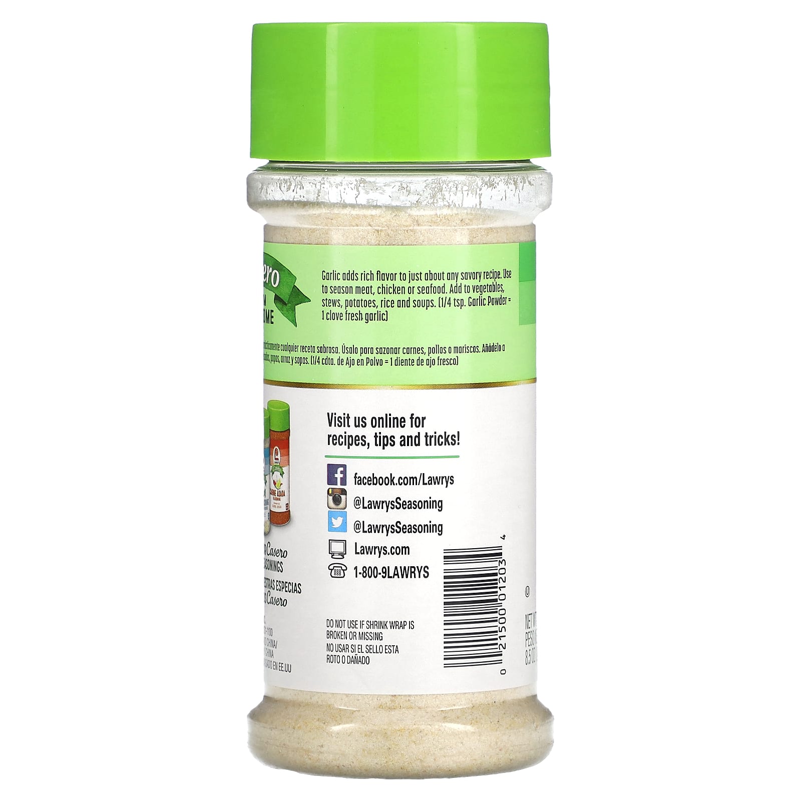 Lawry's, Casero, Garlic Powder, 8.5 oz (240 g) - Image 2