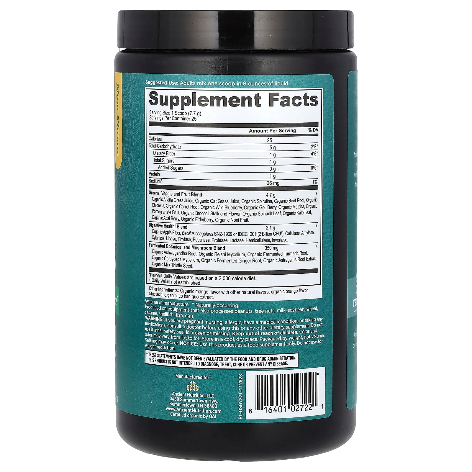 Transform Your Health with Ancient Nutrition Organic SuperGreens Mango, 6.8 oz - Image 2