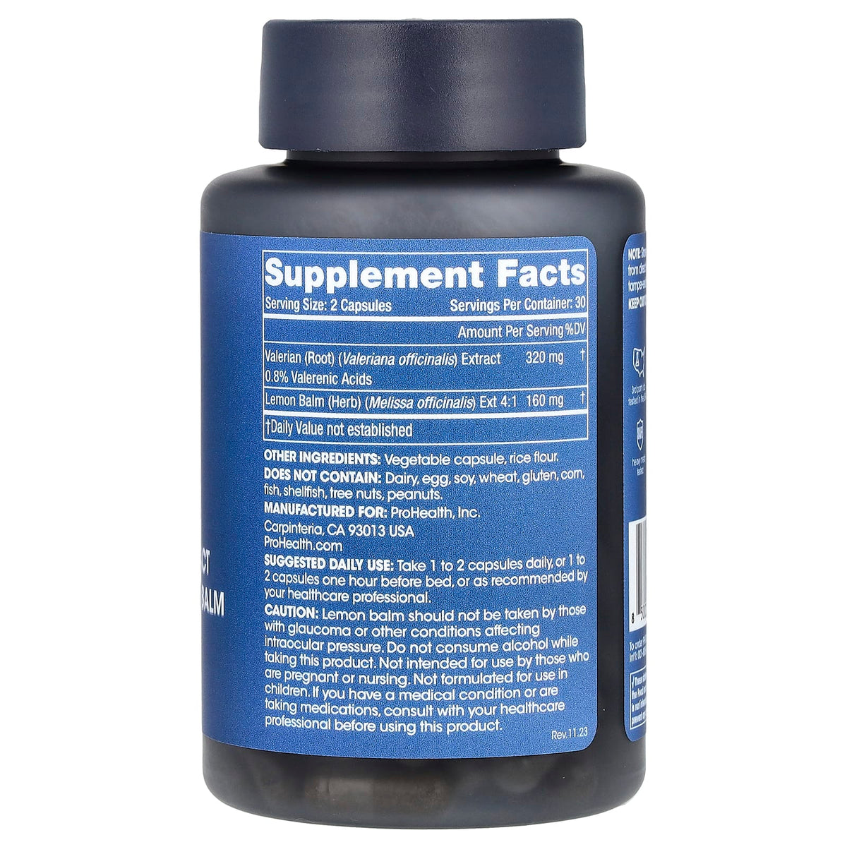 ProHealth Longevity, Valerian Extract With Lemon Balm, 60 Capsules - Image 2
