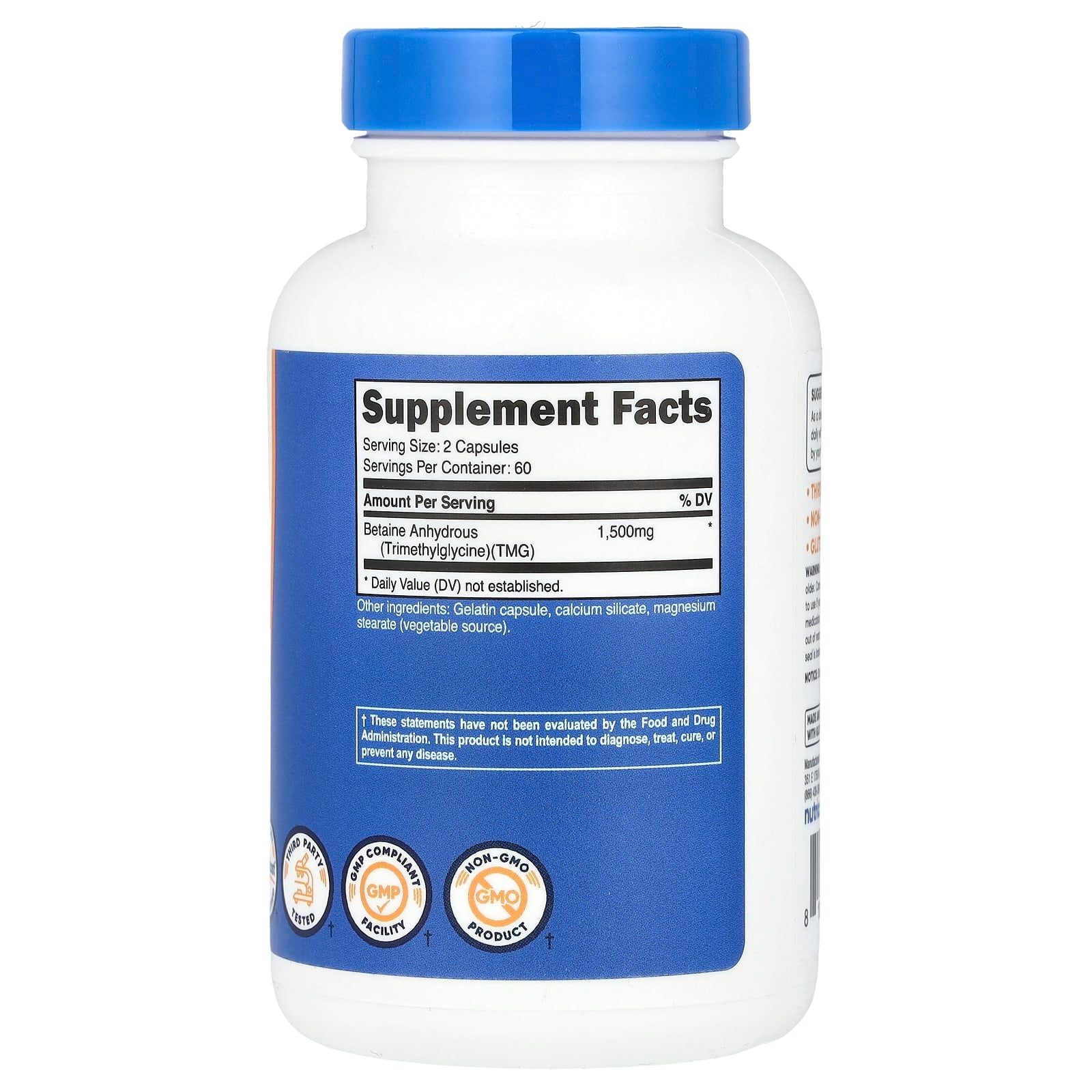 Nutricost, Betaine Anhydrous, 120 Capsules (750 mg per Capsule) - Image 2