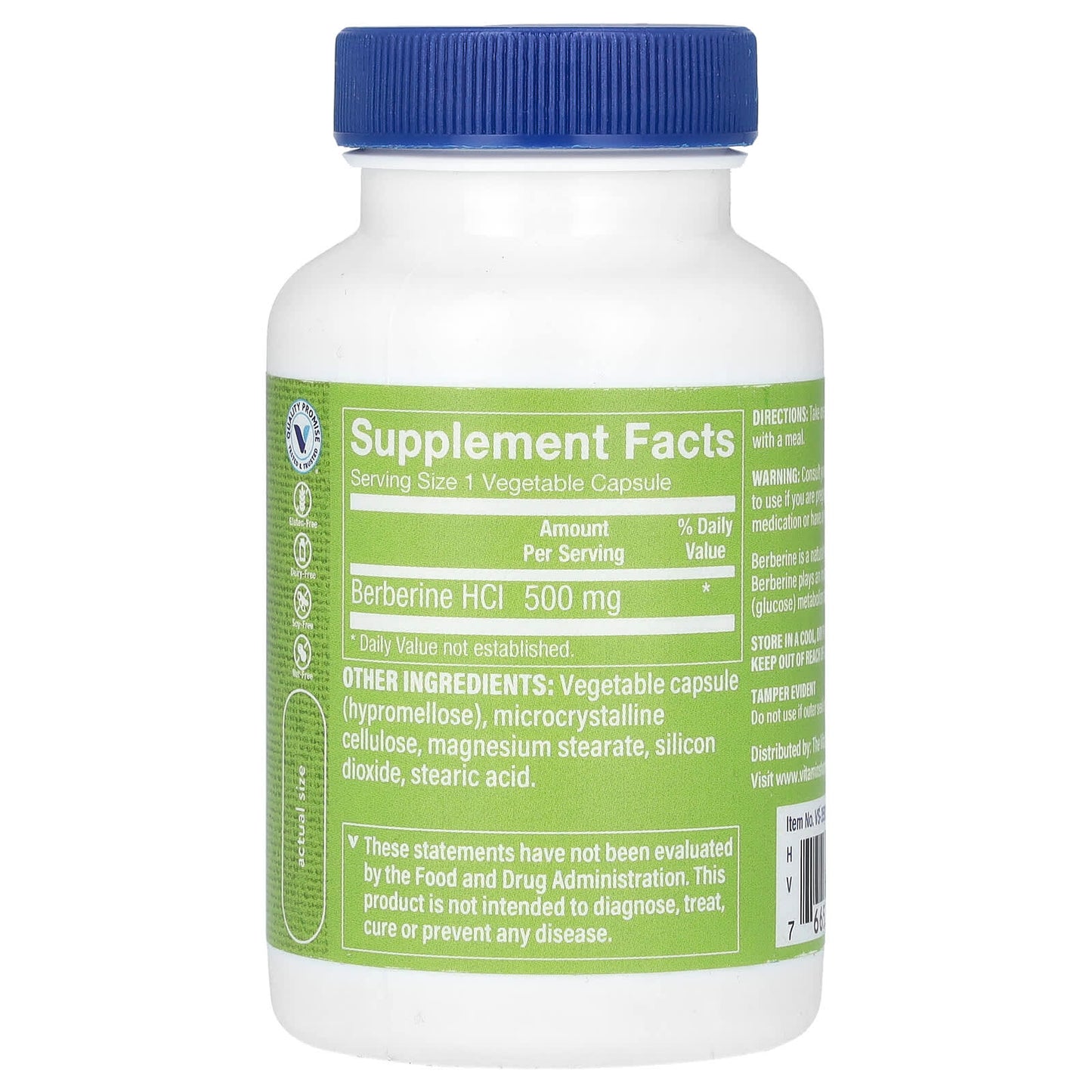 The Vitamin Shoppe, Berberine HCl, 500 mg, 60 Vegetable Capsules - Image 2