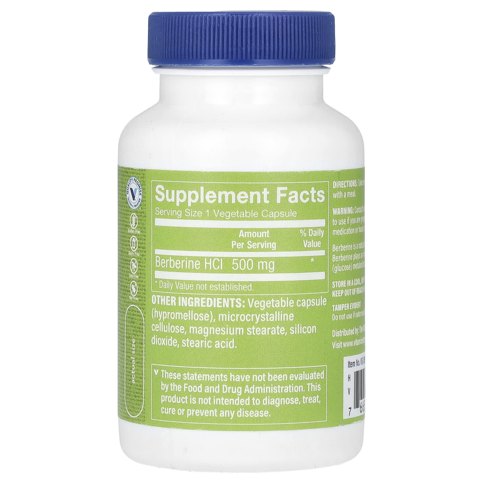 The Vitamin Shoppe, Berberine HCl, 500 mg, 60 Vegetable Capsules - Image 2