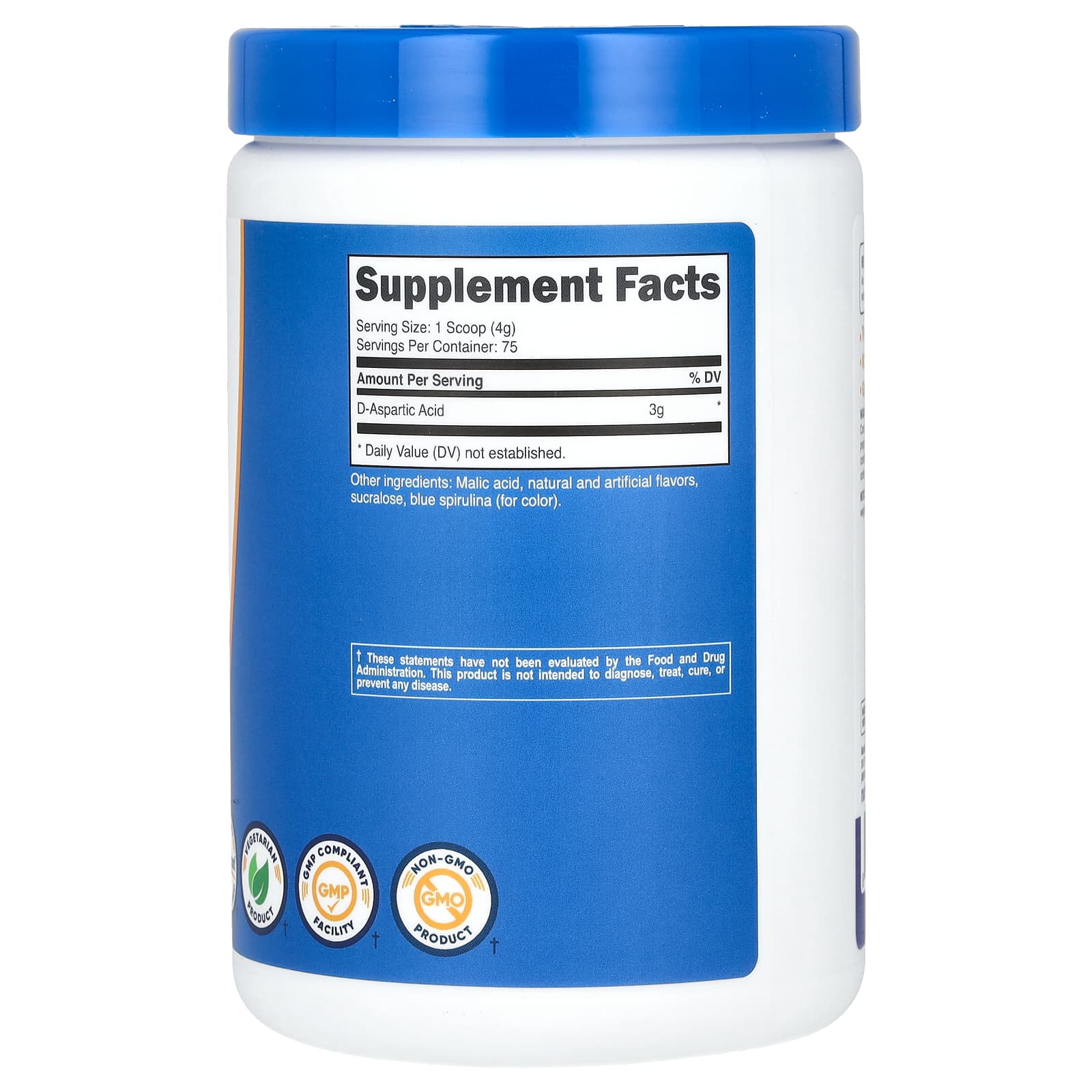 Nutricost, D-Aspartic Acid, Blue Raspberry, 10.7 oz (300 g) - Image 2