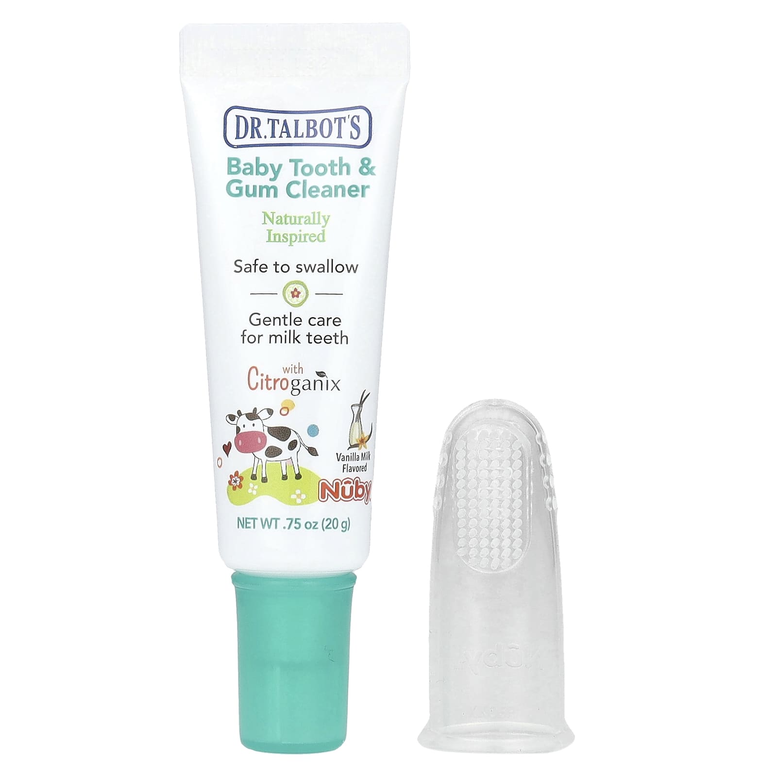 Baby Tooth & Gum Cleaner with Gum Massager - Natural Ingredients, 0m+, Vanilla Milk - Image 1