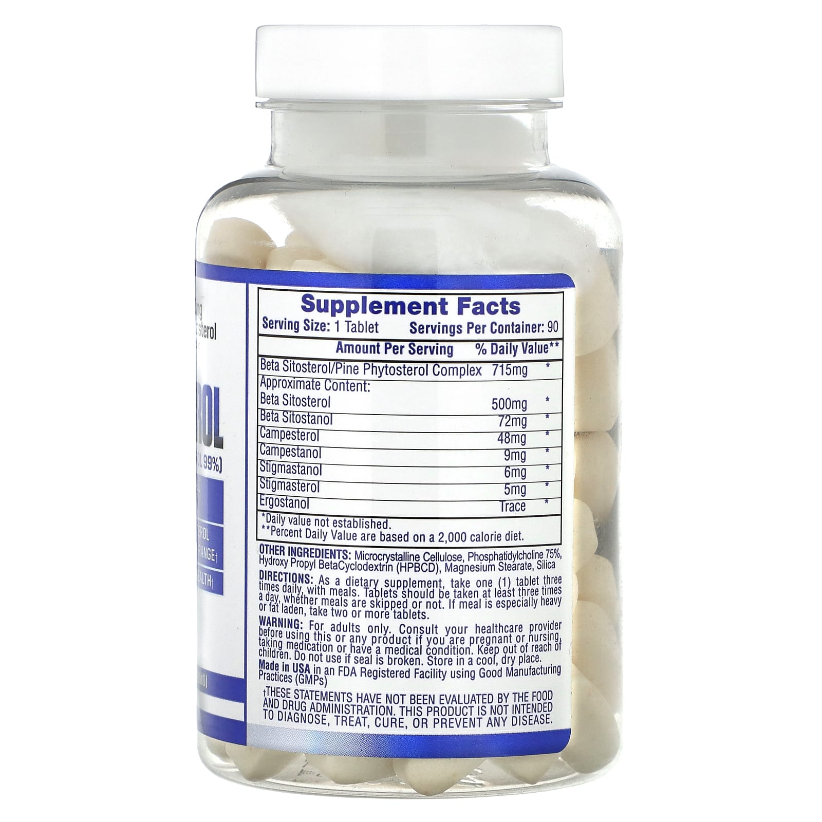 Hi-Tech Beta Sitosterol Supplements for Heart Health, 500mg, 90 Tablets - Image 2