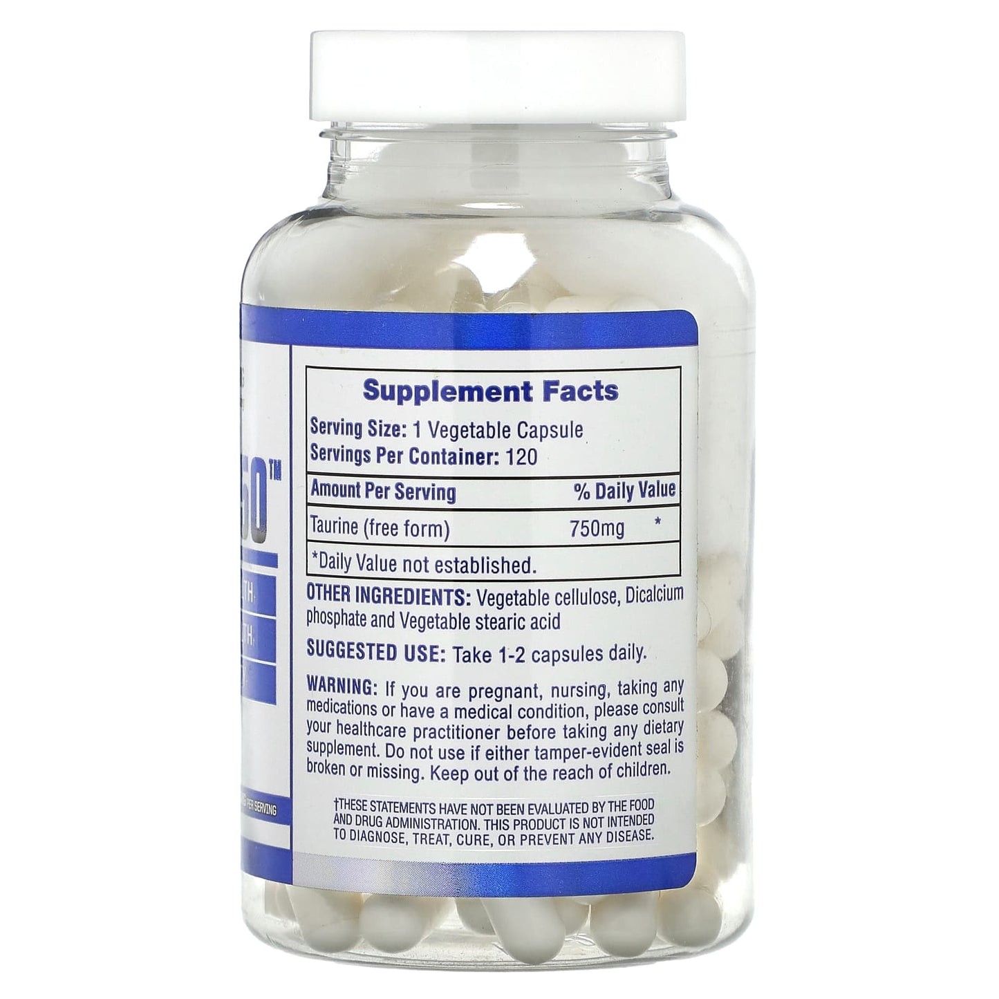 Taurine 750mg - Heart Health & Nervous System Support, 120 Capsules - Image 2