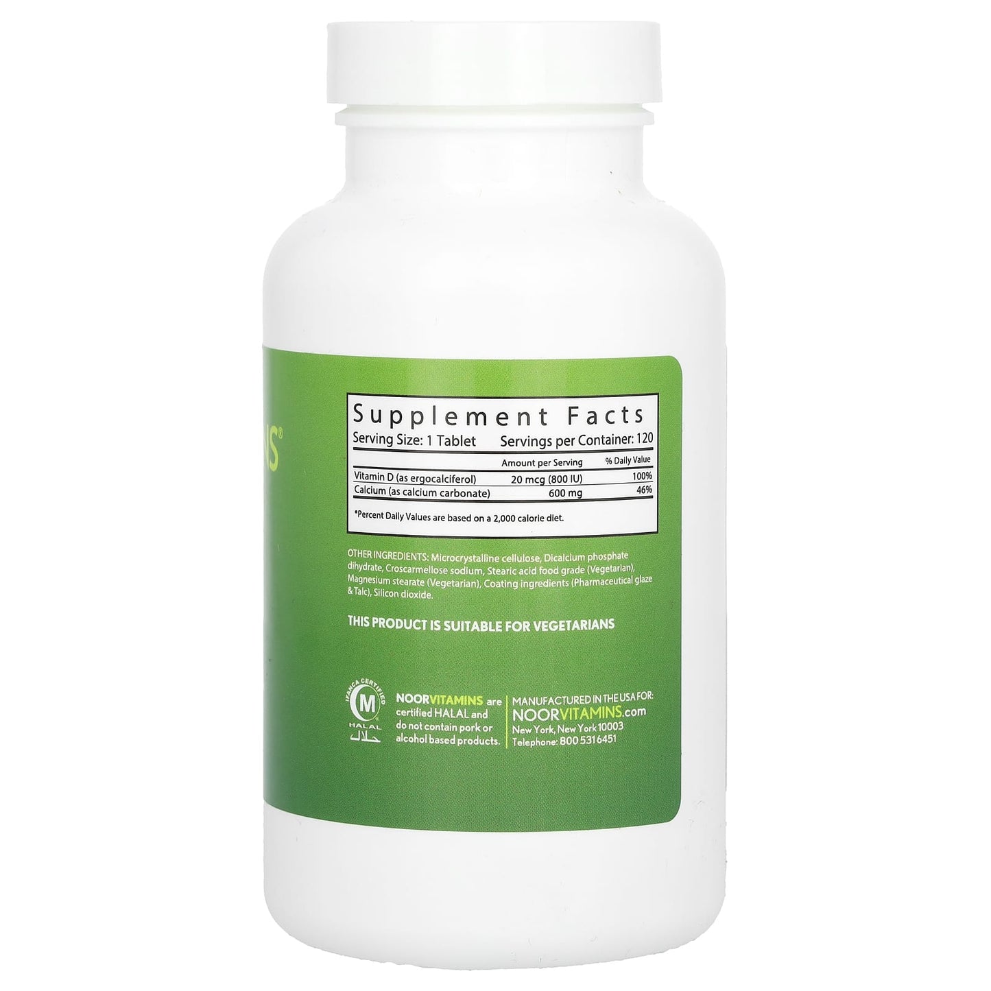 Noor Vitamins, Calcium with Vitamin D, 120 Tablets - Image 2