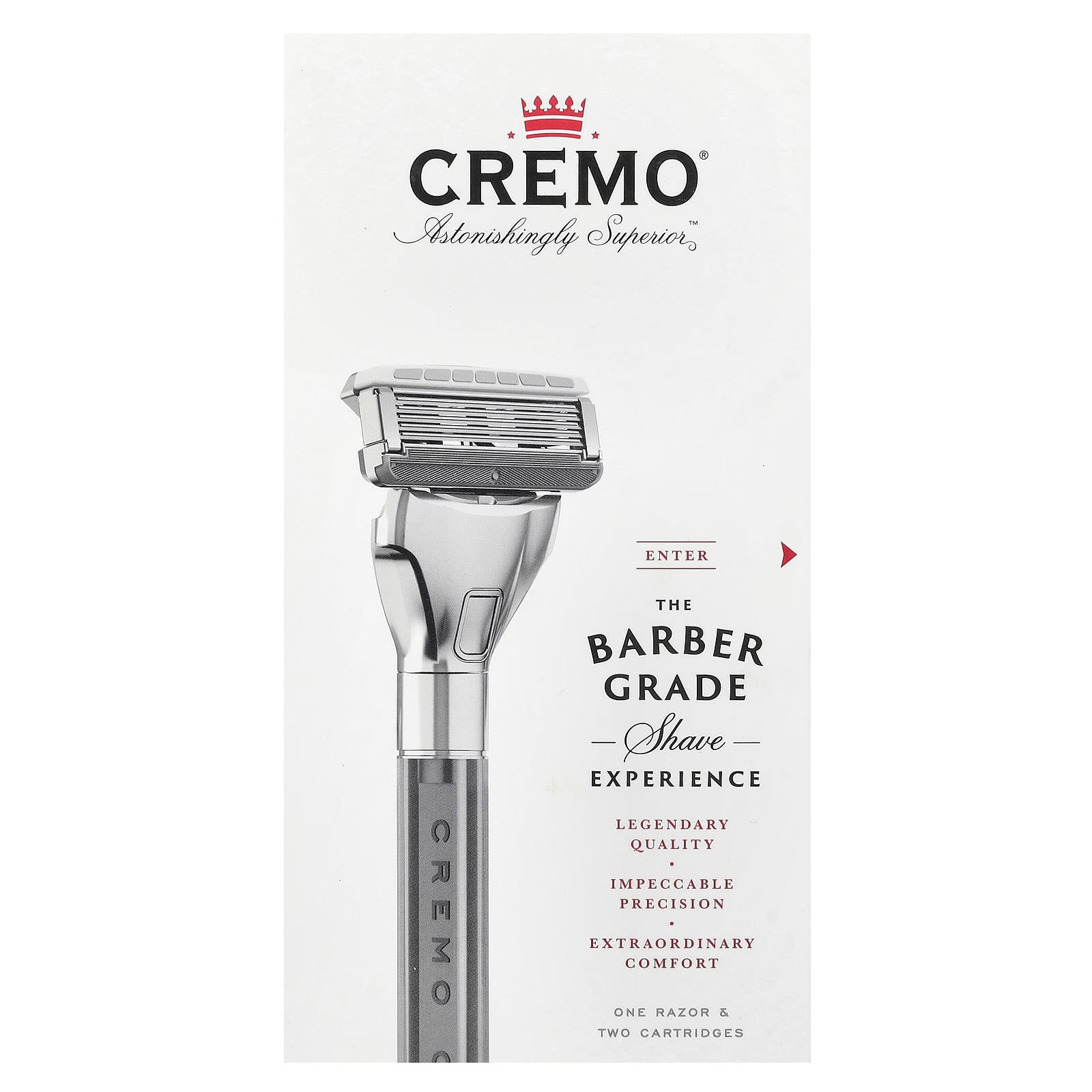 Cremo Barber Grade Razor, Close Shave with 3-Blade Comfort & Pull-Back Trimmer - Image 1