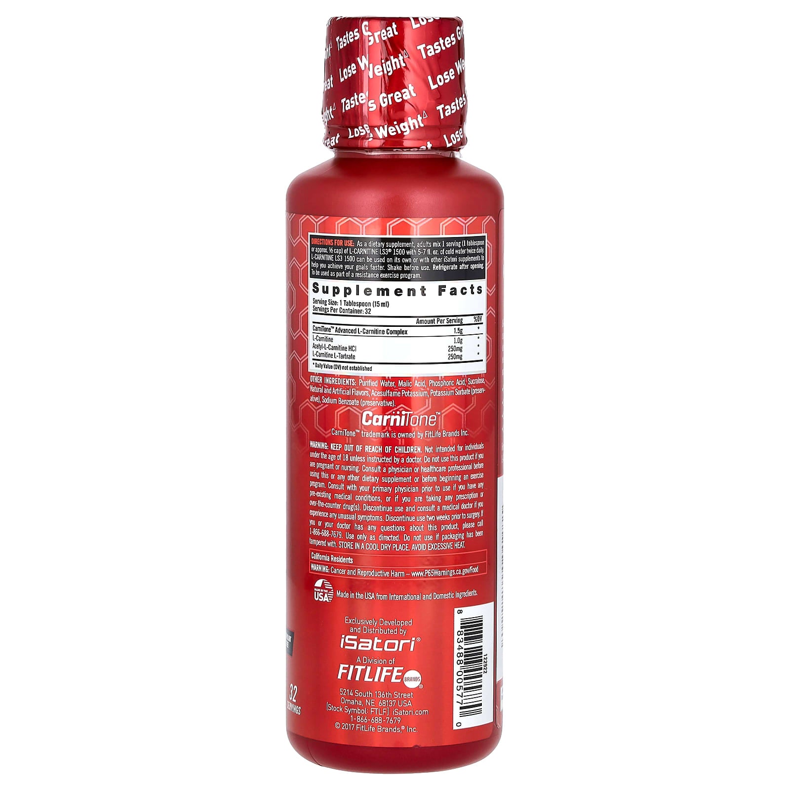 Isatori L-Carnitine LS3 1500 - Stimulant-Free Fat Loss Supplement - Image 2