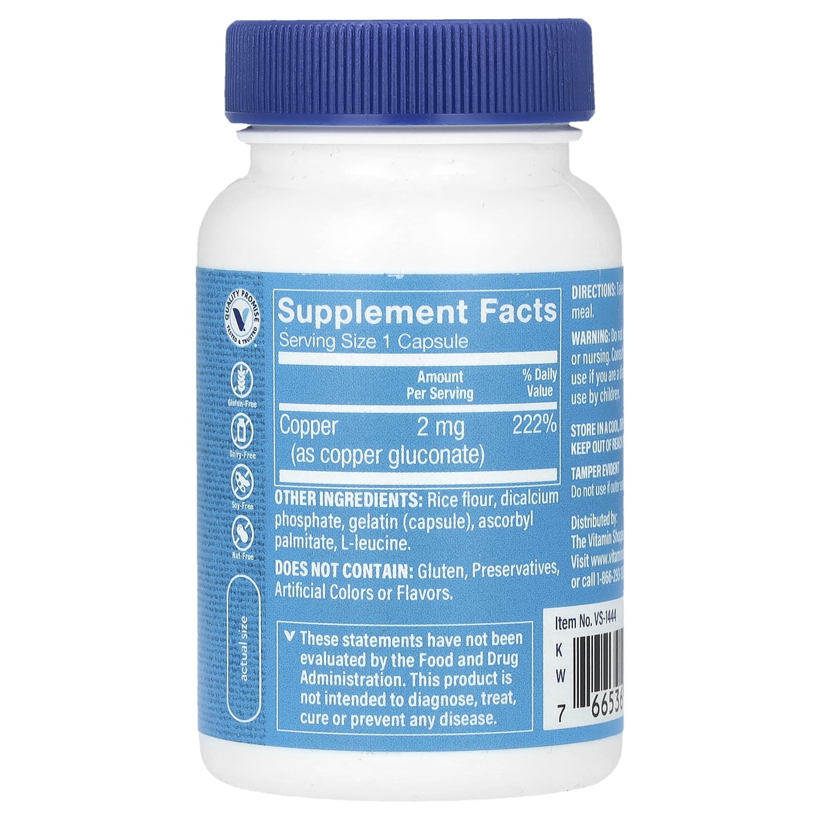 The Vitamin Shoppe, Copper, 2 mg, 100 Capsules - Image 2
