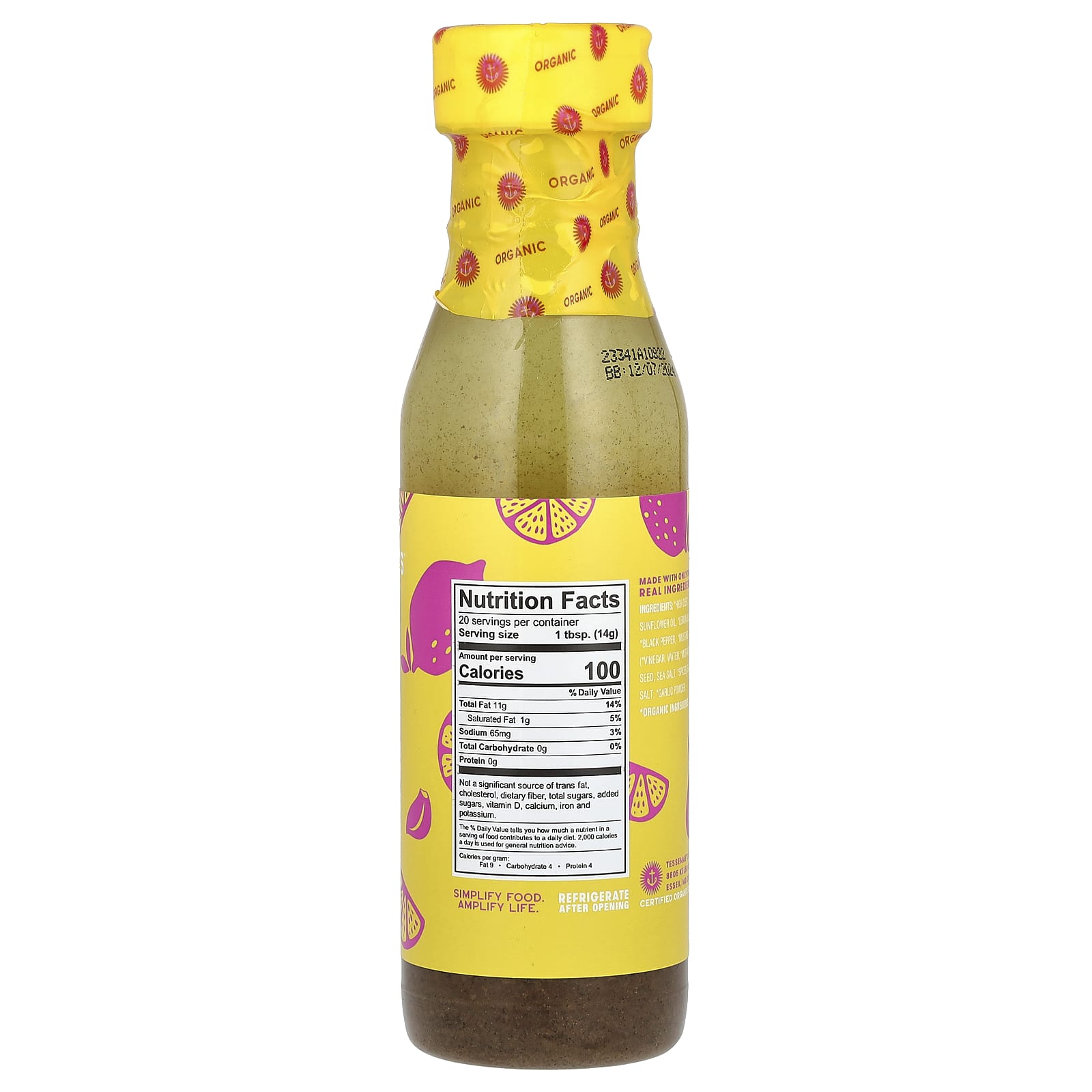 Tessemae's, Pantry, Organic Dressing & Marinade, Lemon Pepper, 10 fl oz (296 ml) - Image 2