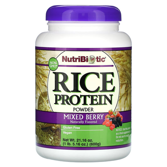 NutriBiotic, Rice Protein Powder, Mixed Berry, 1 lb. (600 g) - Image 1