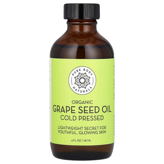 Pure Body Naturals, Organic Grape Seed Oil, 4 fl oz (118 ml) - Image 1